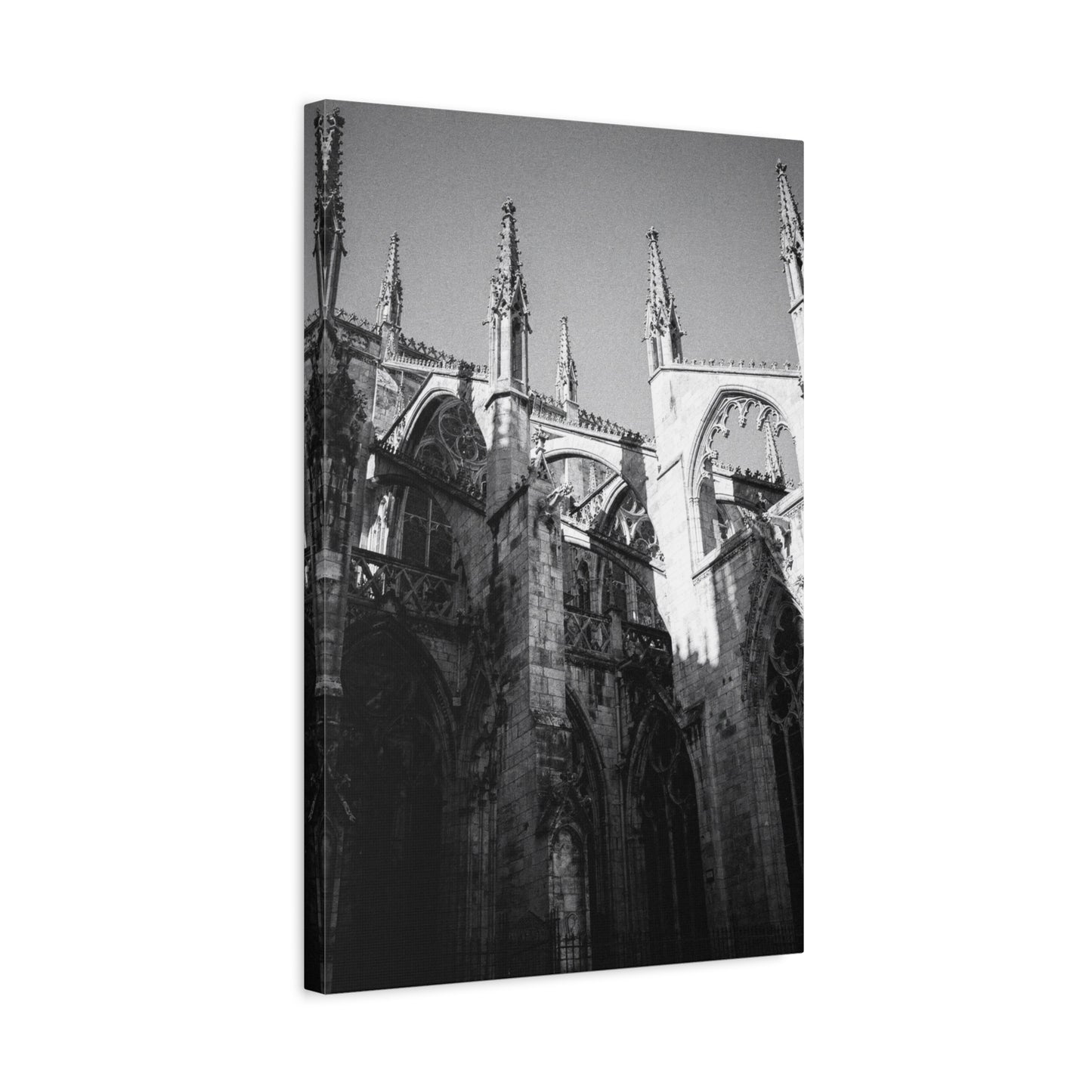 Gothic Cathedral Architecture Canvas Wall Art - Black And White Art Print - Vintage Stone Arches, Spires - Moody Traditional Style - Living Room Wall Decor Office Art - Modern Farmhouse Style