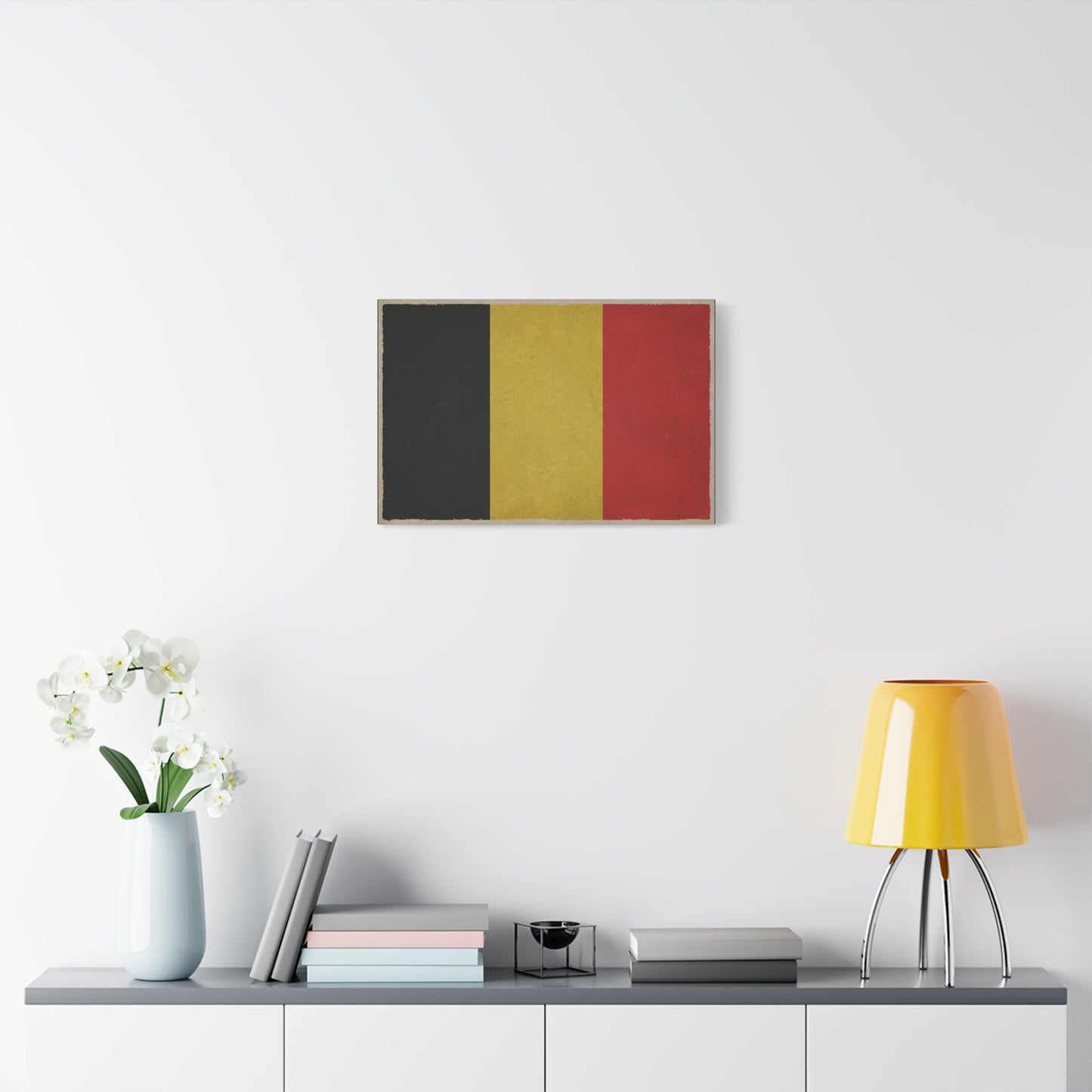 Belgium Flag Canvas Wall Art - Vintage Belgian Flag Print, Black Yellow Red Wall Decor - Rustic Patriotic Artwork - Living Room Home Decoration - Bedroom Home Decoration - Modern Farmhouse Style