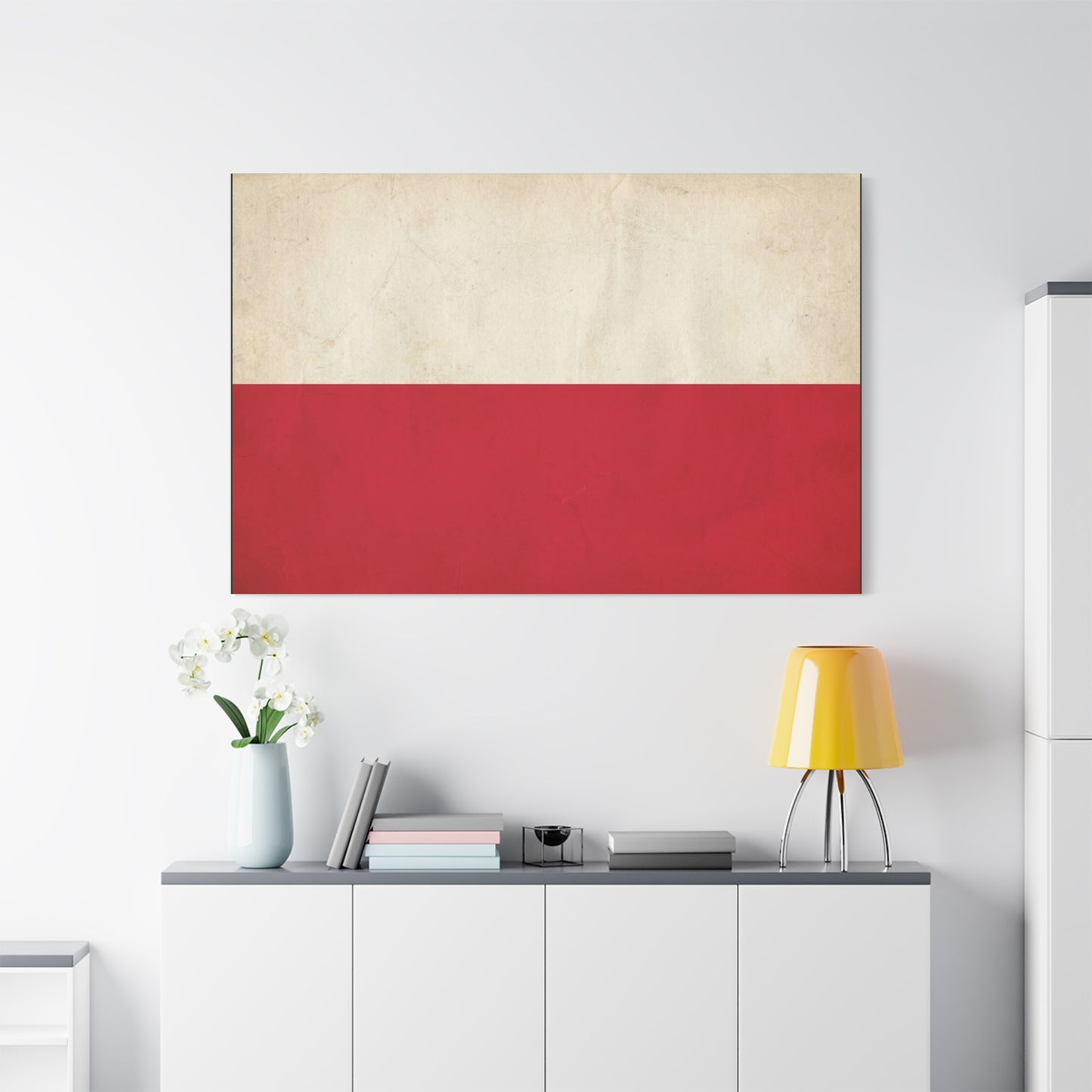 Poland Flag Canvas Wall Art - Vintage Red And White Polish Banner Print - Minimalist Patriotic Decor - Living Room Wall Decor, Bedroom Home Decoration - Bedroom Home Decoration - Cozy Reading Nook Art