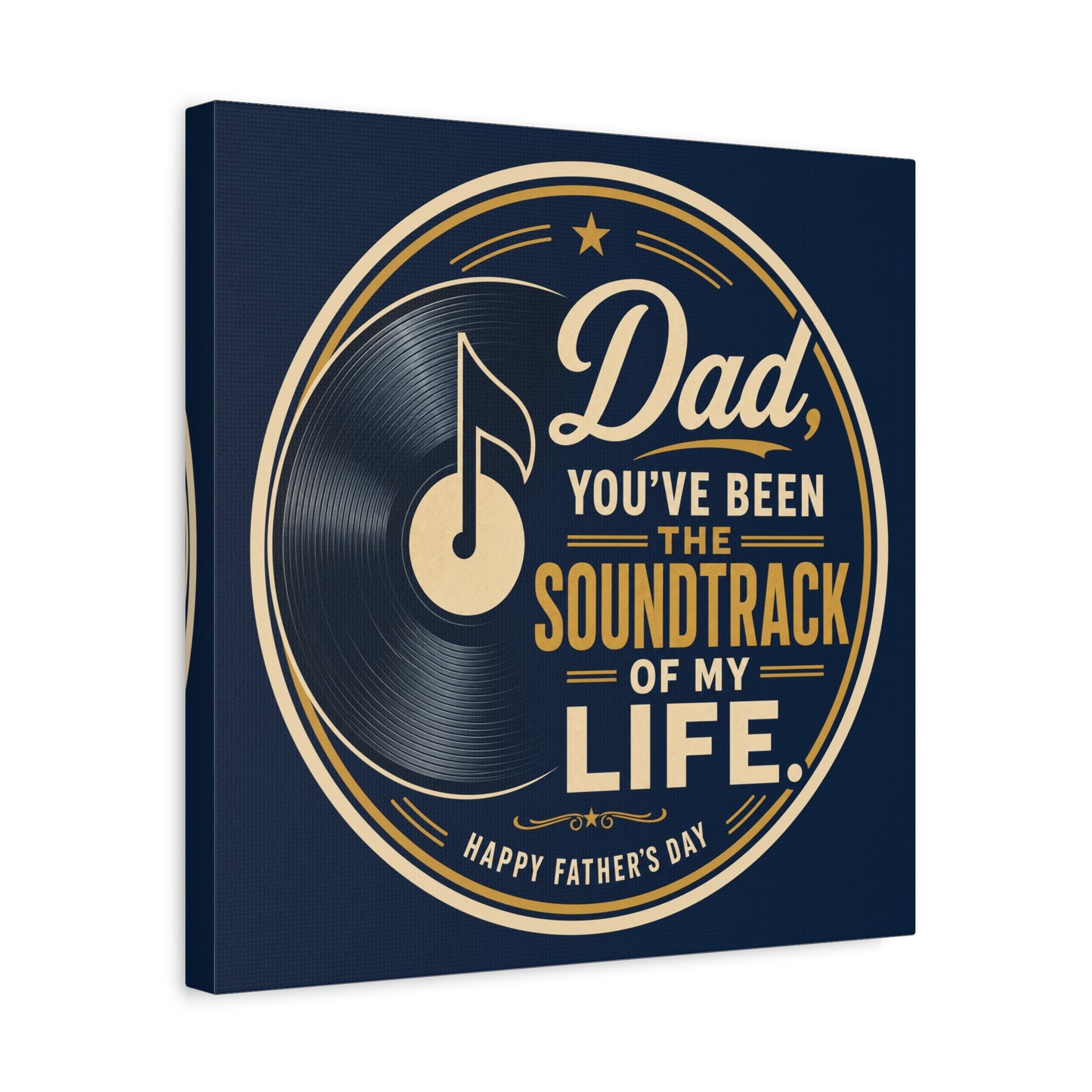 "Dad" - Vinyl Record Music Quote Print - Navy Gold Typography Style - Living Room Wall Decor - Ready to Hang