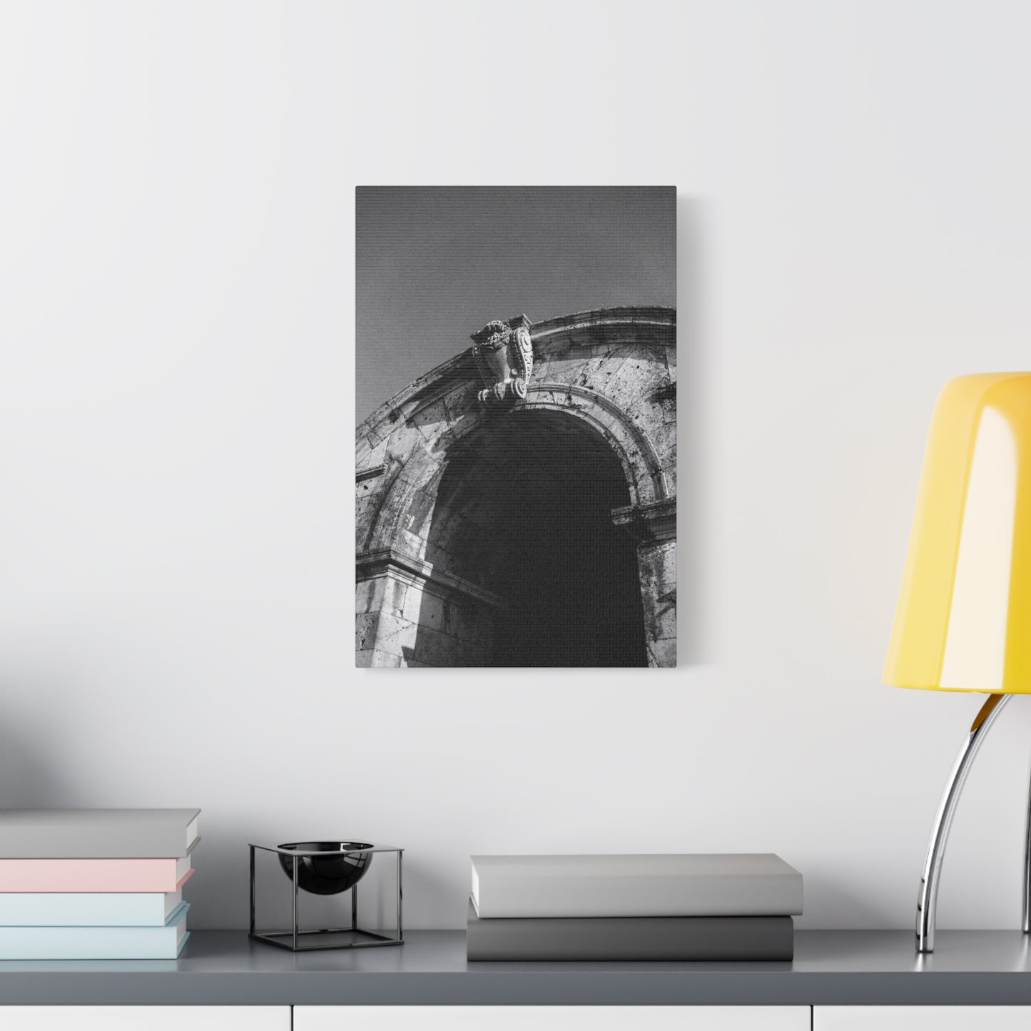 Black And White Architectural Arch Canvas Wall Art - Stone Facade Art Print, Minimalist Historic Structure Decor - Contemporary Living Room Wall Decor, Bedroom Home Accent - Ready to Hang