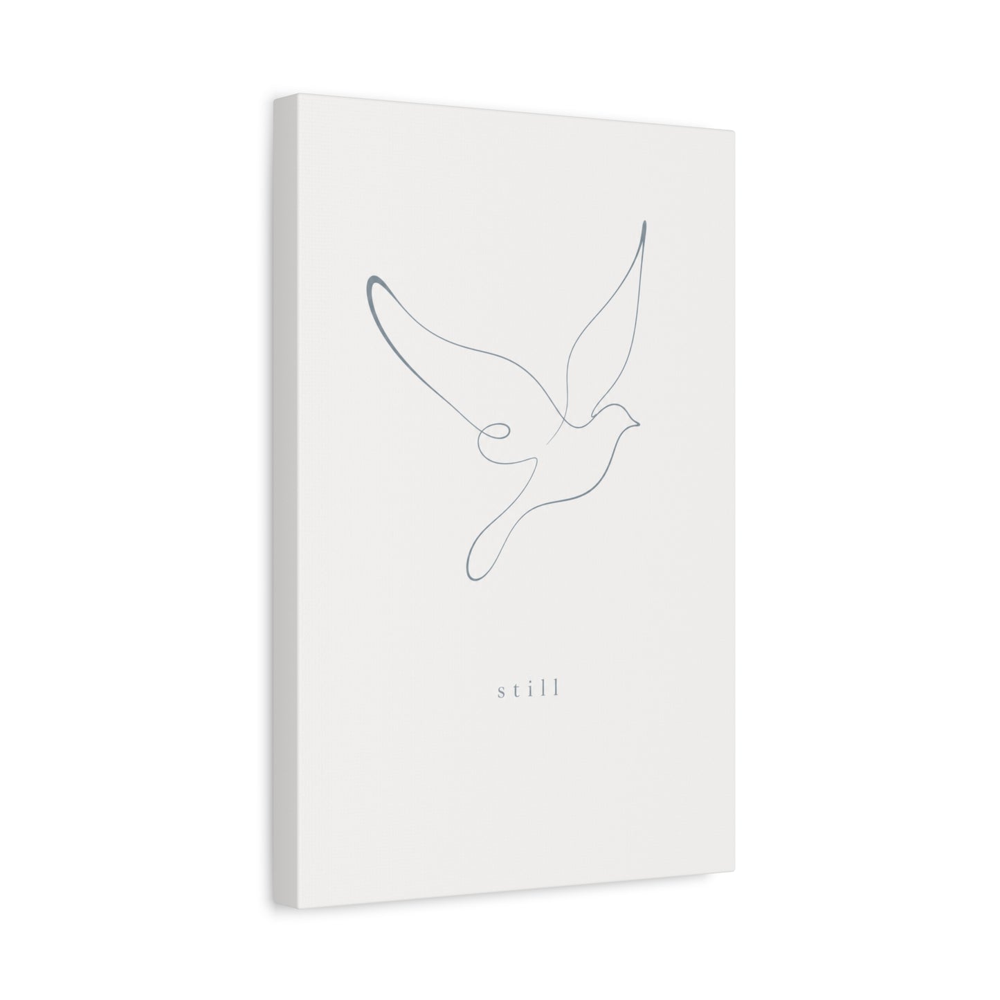 "Still" Dove Canvas Wall Art - Minimalist Line Drawing Bird Print, Calm Neutral Typography Decor - Modern Bedroom Home Decoration, Meditation Space Accent, Living Room Wall Decor - Ready to Hang