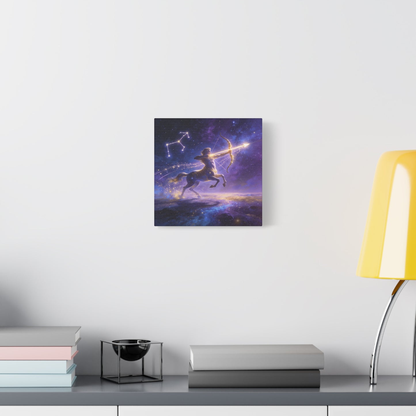 Sagittarius Zodiac Canvas Wall Art - Celestial Centaur Archer Constellation Print, Purple Galaxy Night Sky, Mythic Astrology Decor, Modern Bedroom Accent, Office Decoration - Living Room Wall Decor