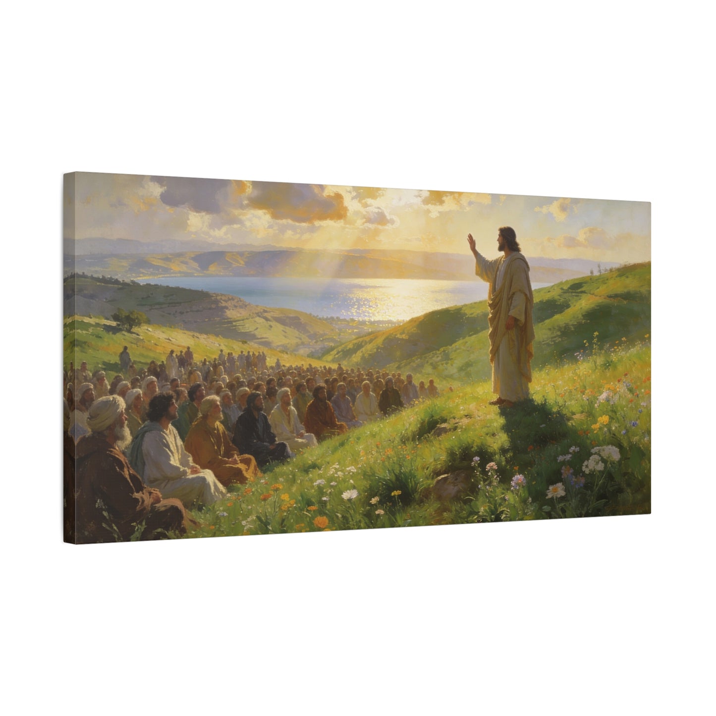 Jesus Christ Sermon On The Mount Canvas Wall Art - Religious Landscape Painting, Christian Home Decor, Matte Finish Canvas Print, Living Room Wall Decor, Bedroom Decoration - Bedroom Home Decoration