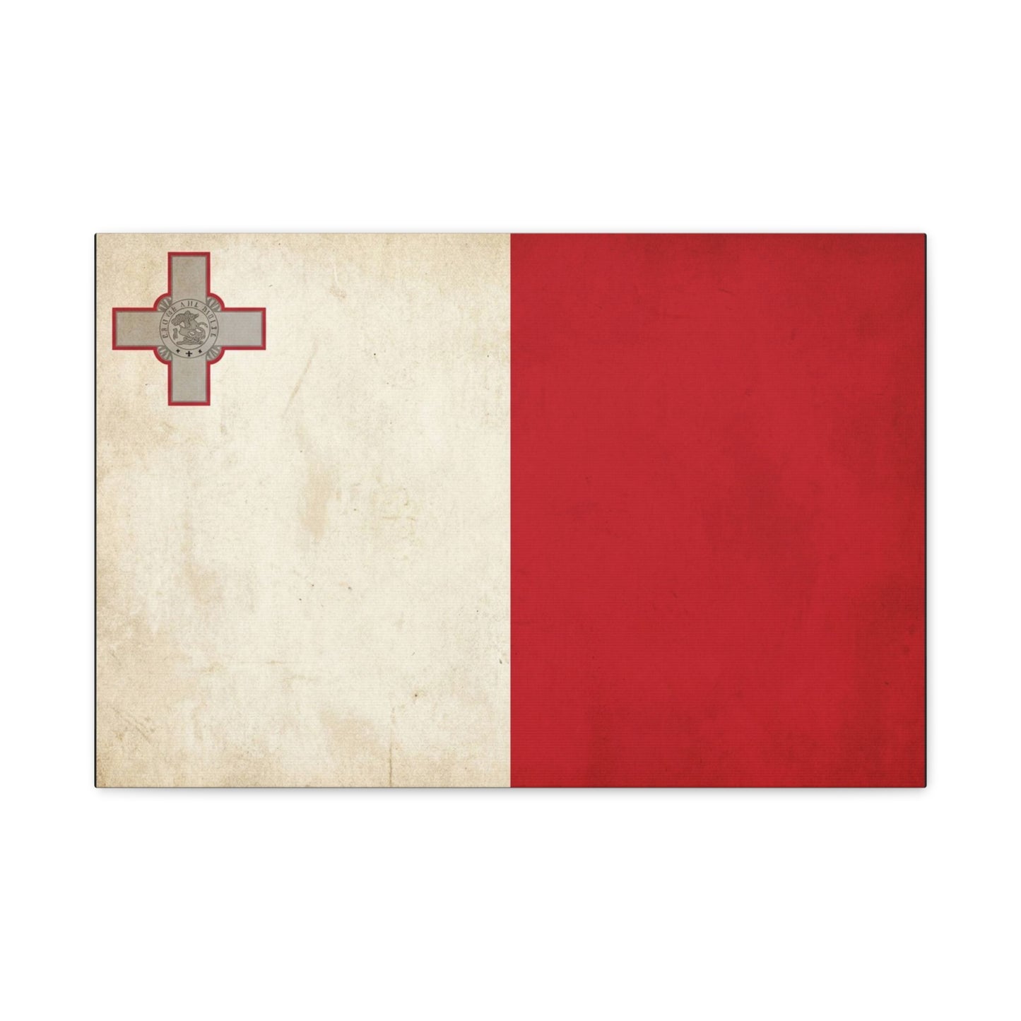 Malta Flag Canvas Wall Art - Vintage Maltese Cross National Banner Print - Red And White Patriotic Decor, Matte Finish Canvas, Living Room Wall Decor, Office Art Accent - Bedroom Home Decoration