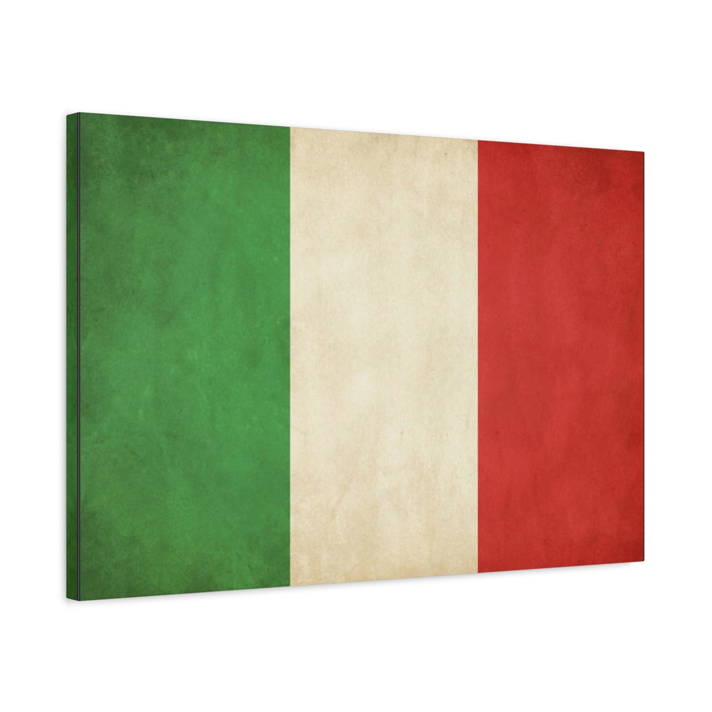 Italian Flag Canvas Wall Art - Vintage Tricolor National Prints, Rustic Textured Artwork - Matte Cotton Decor - Living Room Wall Decor, Office Art, Dorm Accent For Heritage Lovers - Ready to Hang
