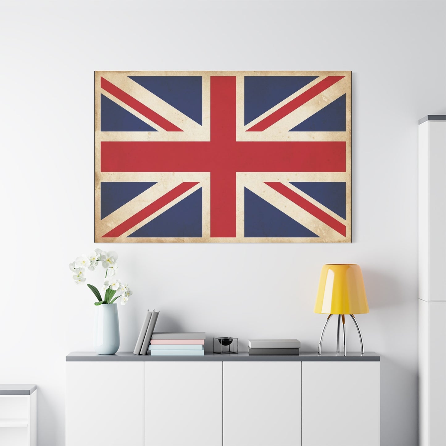 Vintage Union Jack Canvas Wall Art - Distressed British Flag Print, Retro Patriotic Decor - Matte Cotton Canvas - Traditional Style, Living Room Home Decoration, Office Accent - Living Room Wall Decor