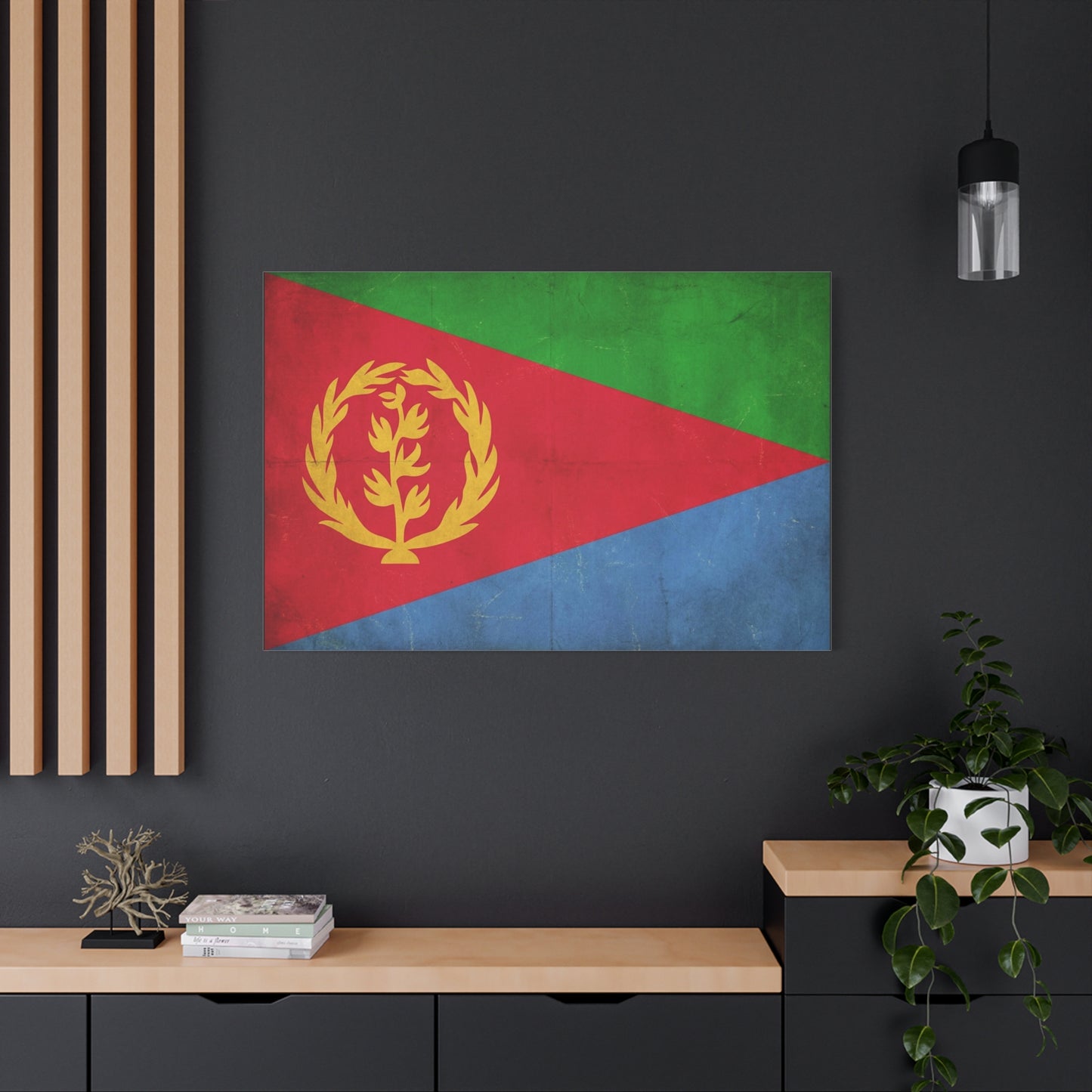 Eritrea Flag Canvas Wall Art - Vintage Eritrean National Flag Print, Distressed Patriotic Country Decor - Colorful Typography Style - Living Room Wall Decor - Ready to Hang - Bedroom Home Decoration