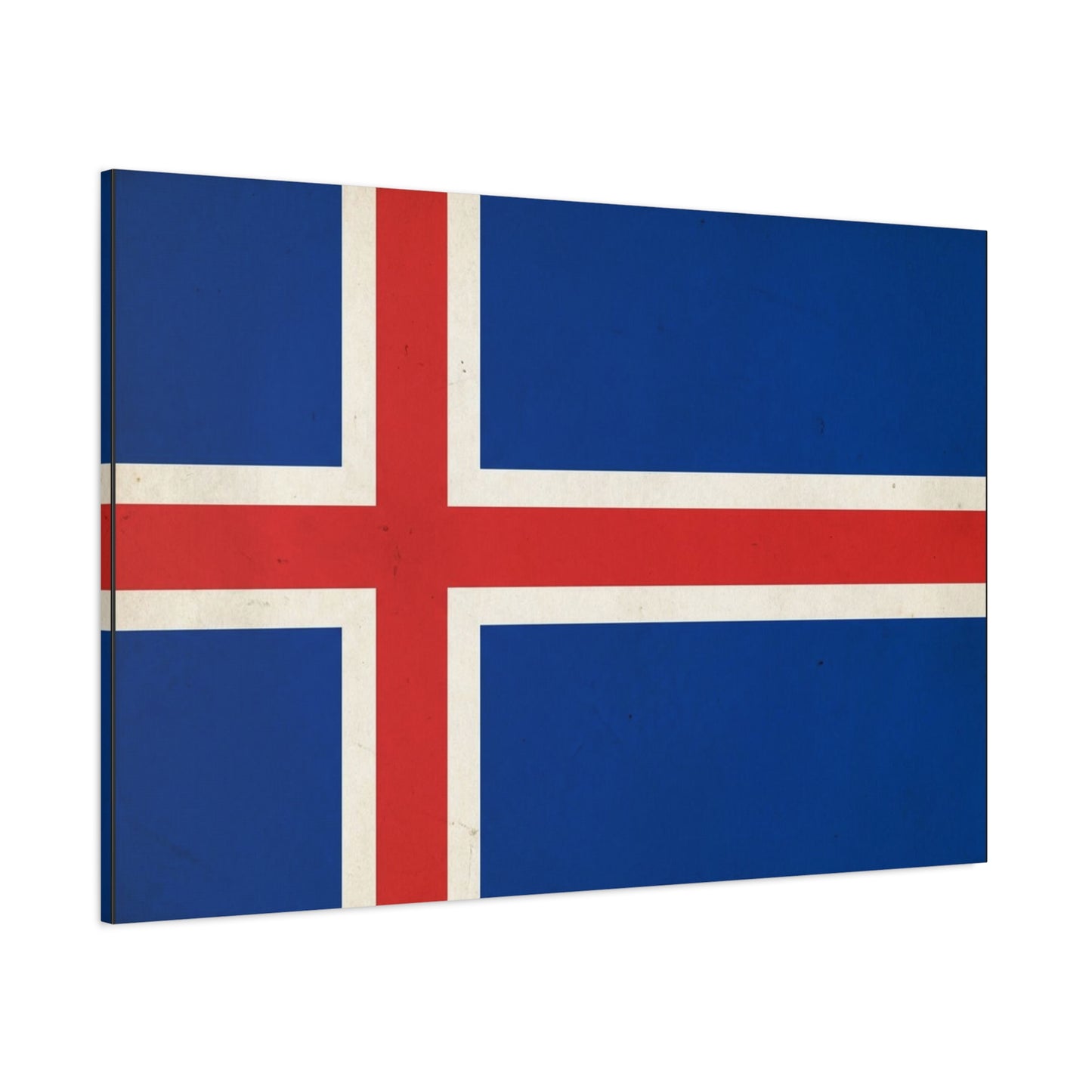 Iceland Flag Canvas Wall Art - Nordic National Banner Print, Blue Red White Cross Design - Vintage Style, Patriotic Wall Decor - Living Room Home Decoration, Office Art - Bedroom Home Decoration