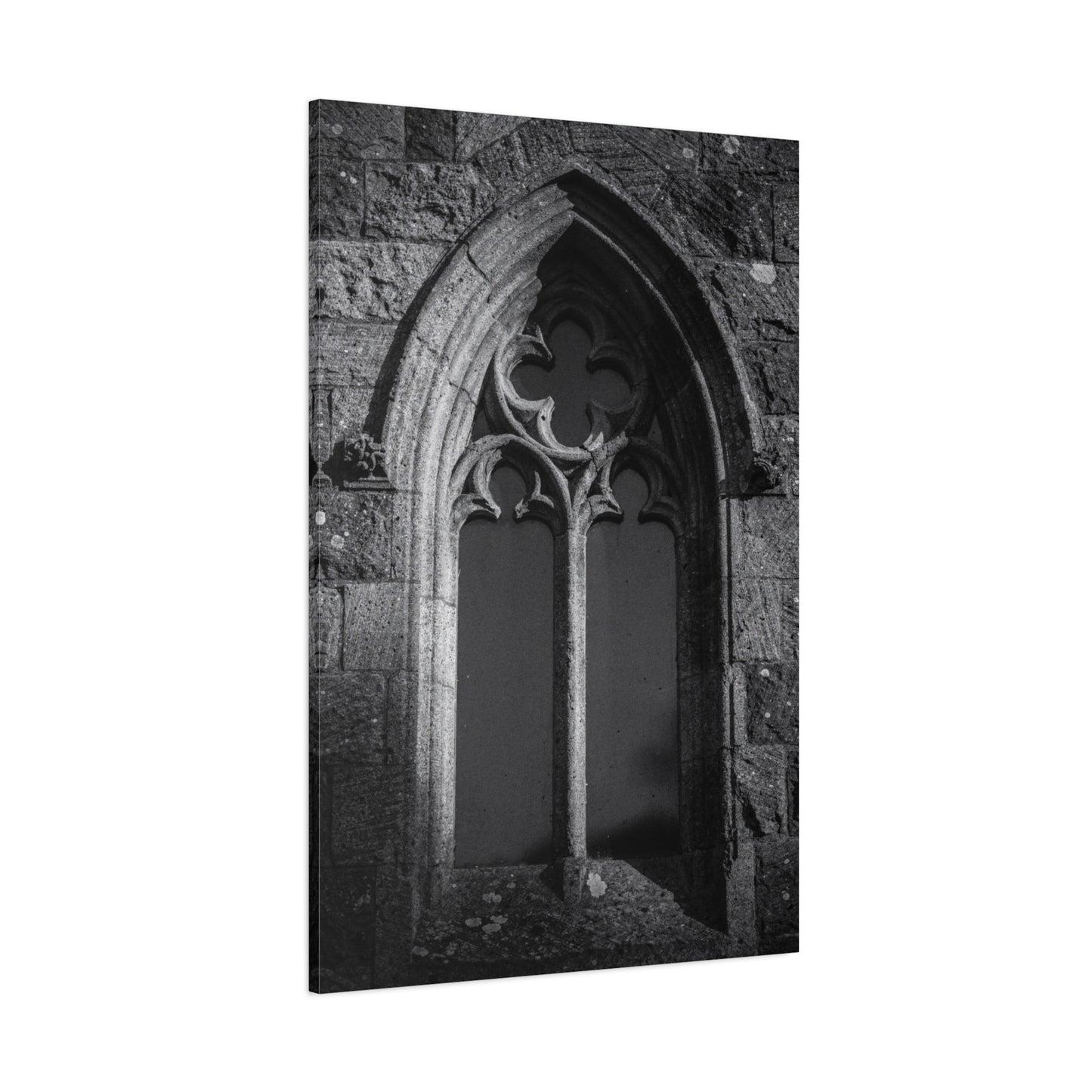 Gothic Church Window Canvas Wall Art - Black And White Stone Arch Architectural Print - Vintage Cathedral Style - Moody Living Room Wall Decor, Office Art Accent - Bedroom Home Decoration