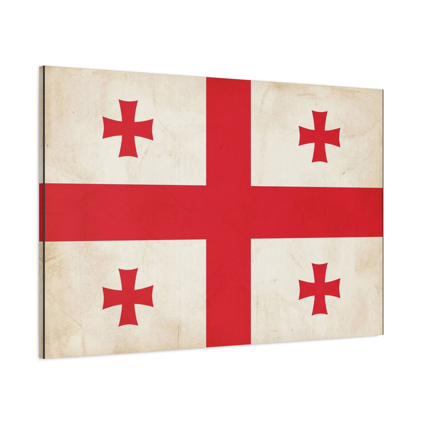 Georgia Flag Canvas Wall Art - Vintage Georgian Cross Flag Print, Patriotic Heritage Decor - Matte Cotton Artwork - Living Room Wall Decor, Office Accent - Bedroom Home Decoration - Ready to Hang
