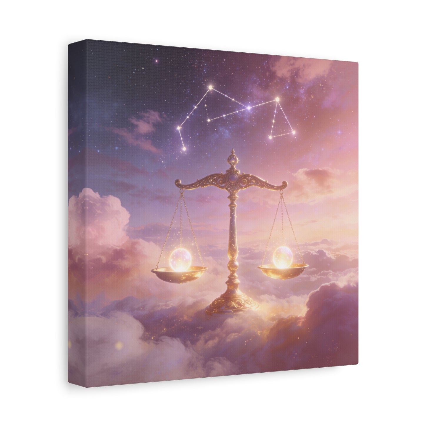 Libra Zodiac Canvas Wall Art - Celestial Scales, Pink Purple Sky, Astrology Decor - Dreamy Matte Canvas Print - Bedroom Wall Decor, Meditation Space Accent, Office Art - Bedroom Home Decoration