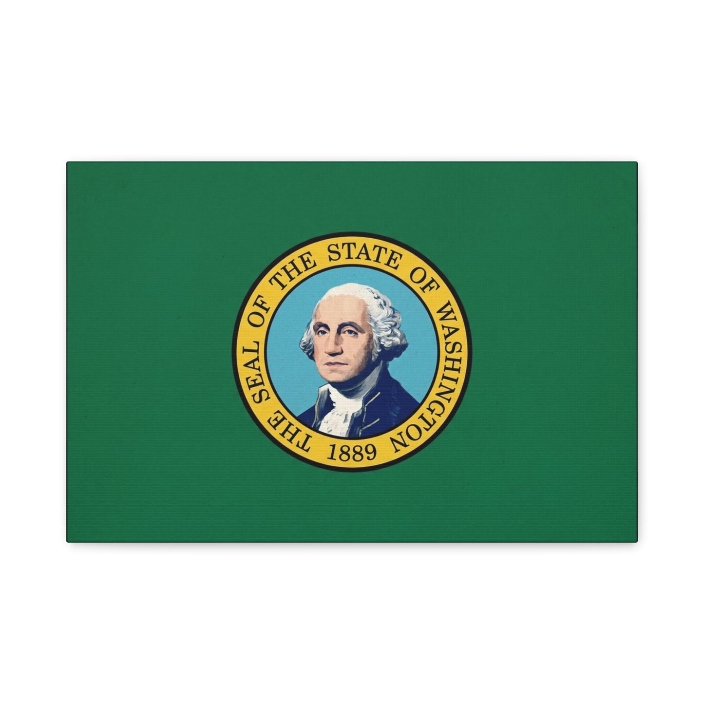 "THE SEAL OF THE STATE OF WASHINGTON 1889" Flag Canvas Wall Art - George Washington State Pride Decor - Green Gold Historic Print - Living Room Home Decoration, Office Wall Accent - Ready to Hang