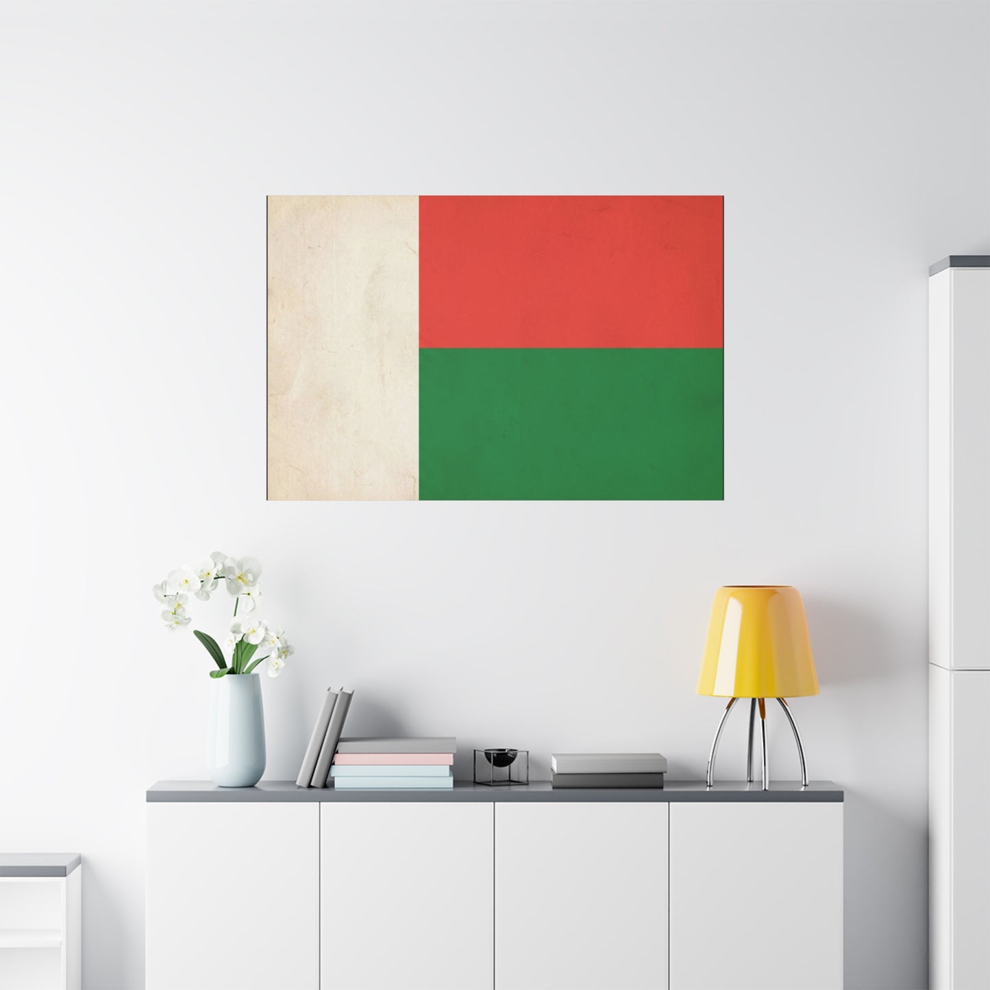 Madagascar Flag Canvas Wall Art - Vintage National Banner Print, Patriotic Tricolor Decor - Matte Cotton Canvas - Living Room Wall Decor, Office Art, Dorm Accent For Heritage Spaces - Ready to Hang