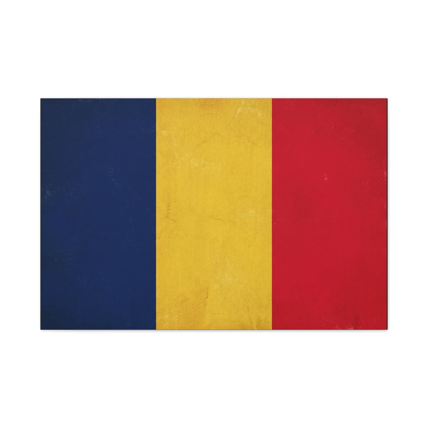 Romania Flag Canvas Wall Art - Vintage Tricolor Country Print, Blue Yellow Red Patriotic Decor - Minimalist Textured Artwork - Living Room Wall Decor - Bedroom Home Decoration - Modern Farmhouse Style