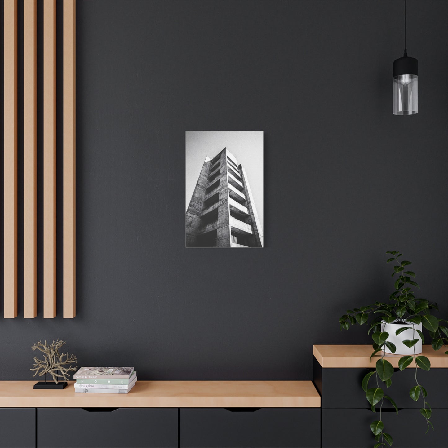 Black And White Brutalist Building Canvas Wall Art - Minimalist Architectural Art Print, Concrete Tower Wall Decor - Contemporary Modern Office Art, Living Room Decoration - Bedroom Home Decoration
