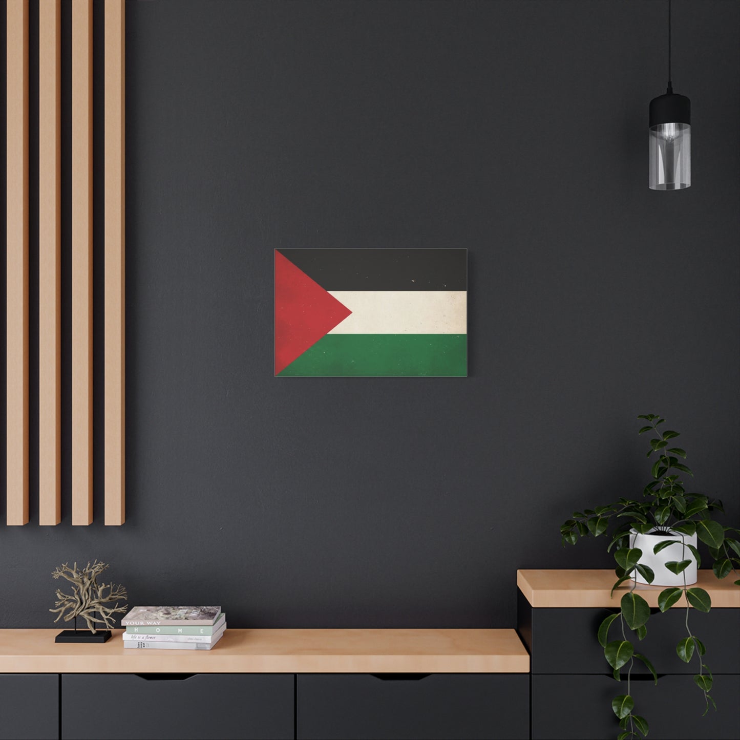 Palestine Flag Canvas Wall Art - Vintage Palestinian Flag Print, Patriotic Red Black White Green Design - Minimalist Cultural Decor - Living Room Bedroom Office Wall Decor - Bedroom Home Decoration