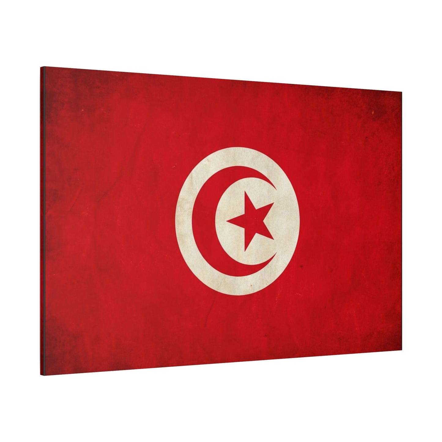 Tunisia Flag Canvas Wall Art - Vintage Red Crescent Star Print, Patriotic Country Decor - Matte Cotton Artwork - Living Room Wall Decor - Bedroom Home Decoration - Bedroom Home Decoration