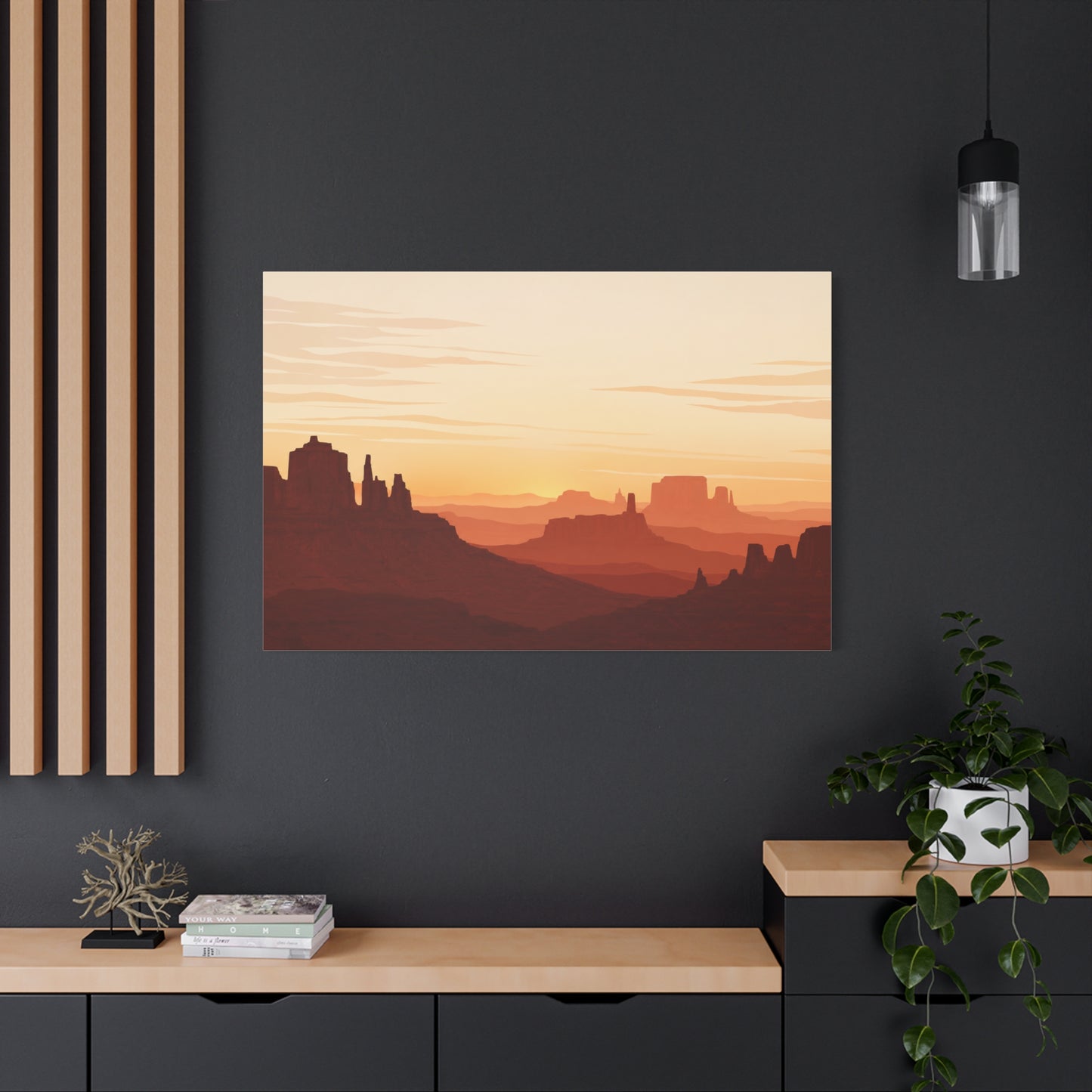 Desert Canyon Sunset Canvas Wall Art - Southwestern Mesa Landscape Print, Warm Terracotta Horizon, Contemporary Scenic Decor - Living Room Wall Decor, Bedroom Home Decoration - Bedroom Home Decoration