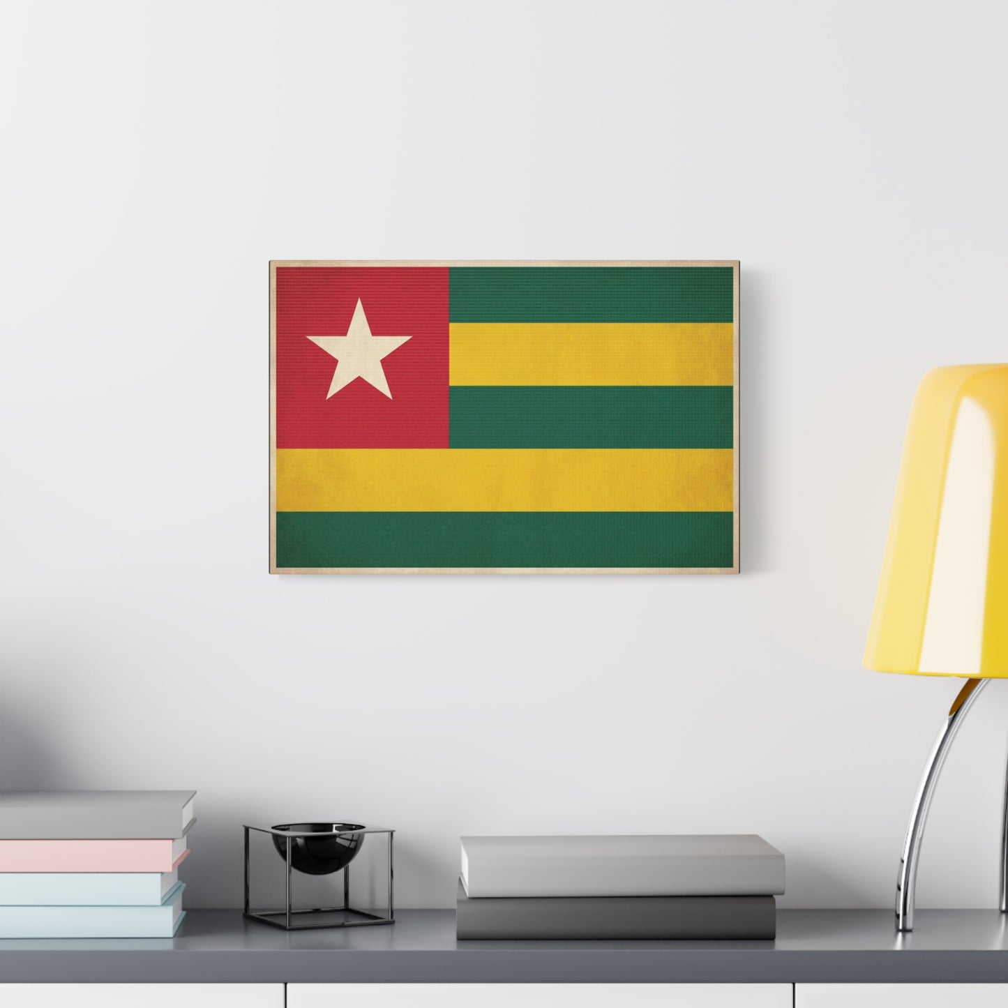 Togo Flag Canvas Wall Art - Vintage National Flag Print, Green Yellow Red Star Decor - Cultural Heritage Style - Living Room Wall Decor, Office Art - Bedroom Home Decoration - Bedroom Home Decoration