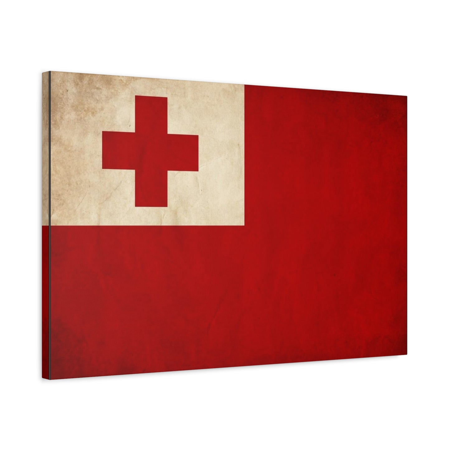 Tonga Flag Canvas Wall Art - Vintage Red Cross National Banner Print, Matte Cotton Decor - Traditional Patriotic Style - Living Room Home Decoration - Living Room Wall Decor - Bedroom Home Decoration