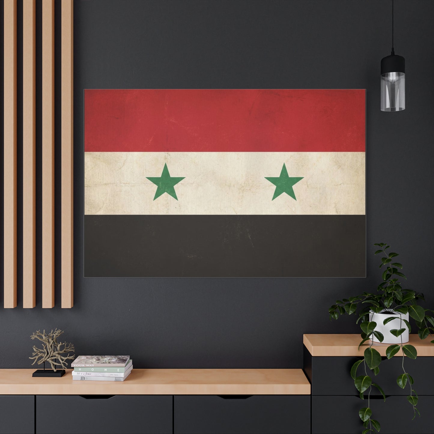 Syrian Flag Canvas Wall Art - Vintage Syria Flag Print, Distressed Patriotic Decor - Matte Canvas Wall Hanging - Living Room Home Decoration, Office Accent - Bedroom Home Decoration - Ready to Hang