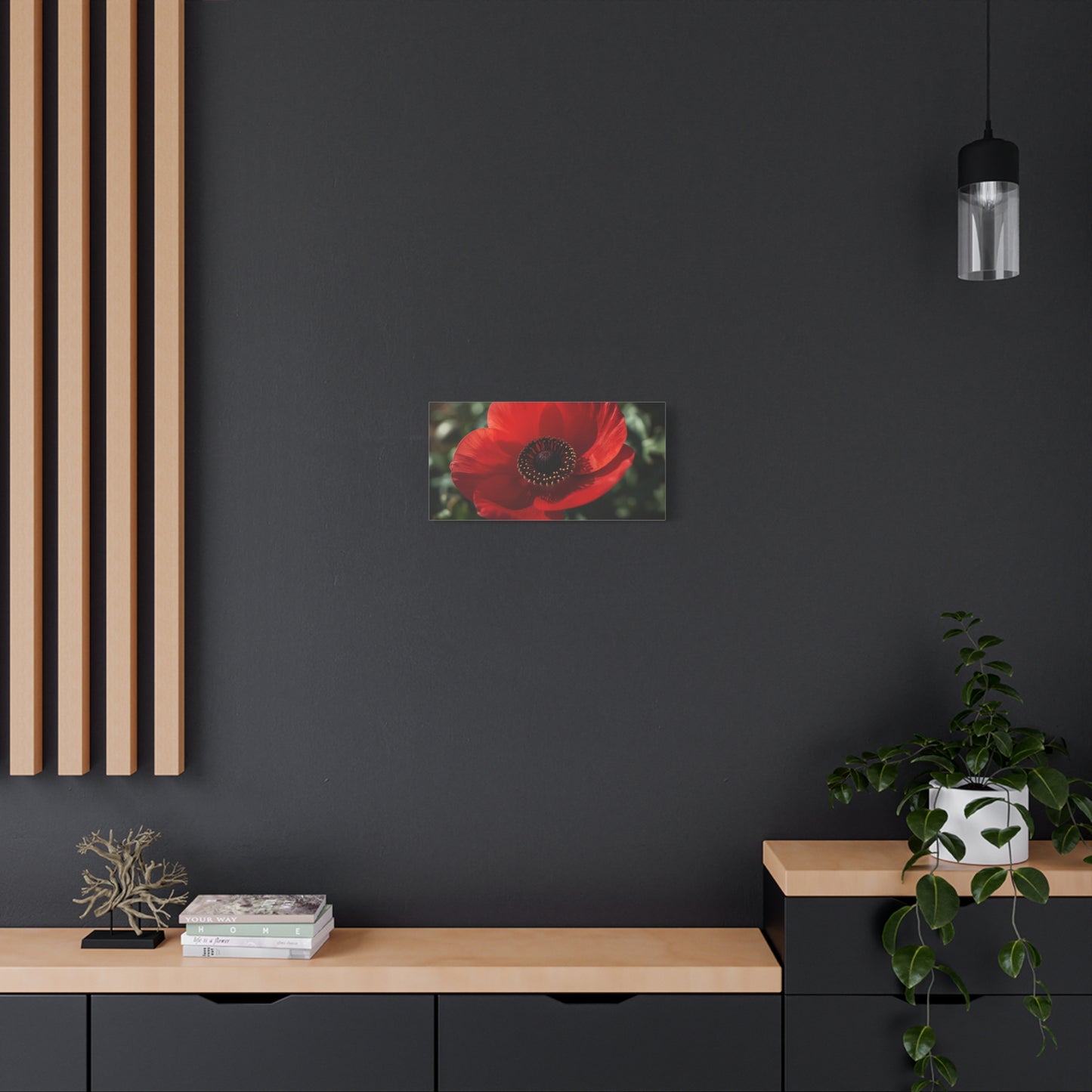 Red Poppy Flower Canvas Wall Art - Botanical Floral Close Up Art Print, Matte Canvas Print - Contemporary Nature Wall Decor, Bedroom Home Decoration, Living Room Accent, Office Art - Ready to Hang