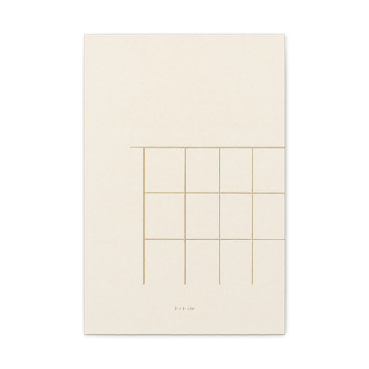 "Be Here" Minimalist Line Canvas Wall Art - Neutral Geometric Abstract Print, Japandi Modern Home Decor - Calm Bedroom Decoration, Living Room Accent, Meditation Space Artwork - Living Room Wall Decor