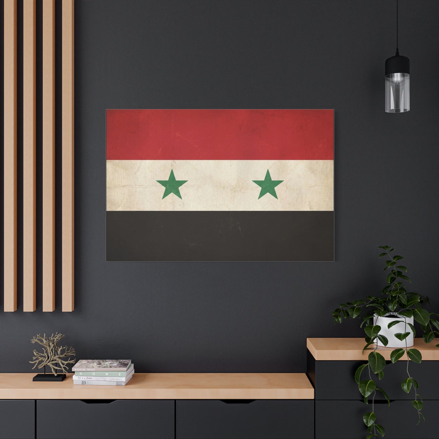 Syrian Flag Canvas Wall Art - Vintage Syria Flag Print, Distressed Patriotic Decor - Matte Canvas Wall Hanging - Living Room Home Decoration, Office Accent - Bedroom Home Decoration - Ready to Hang