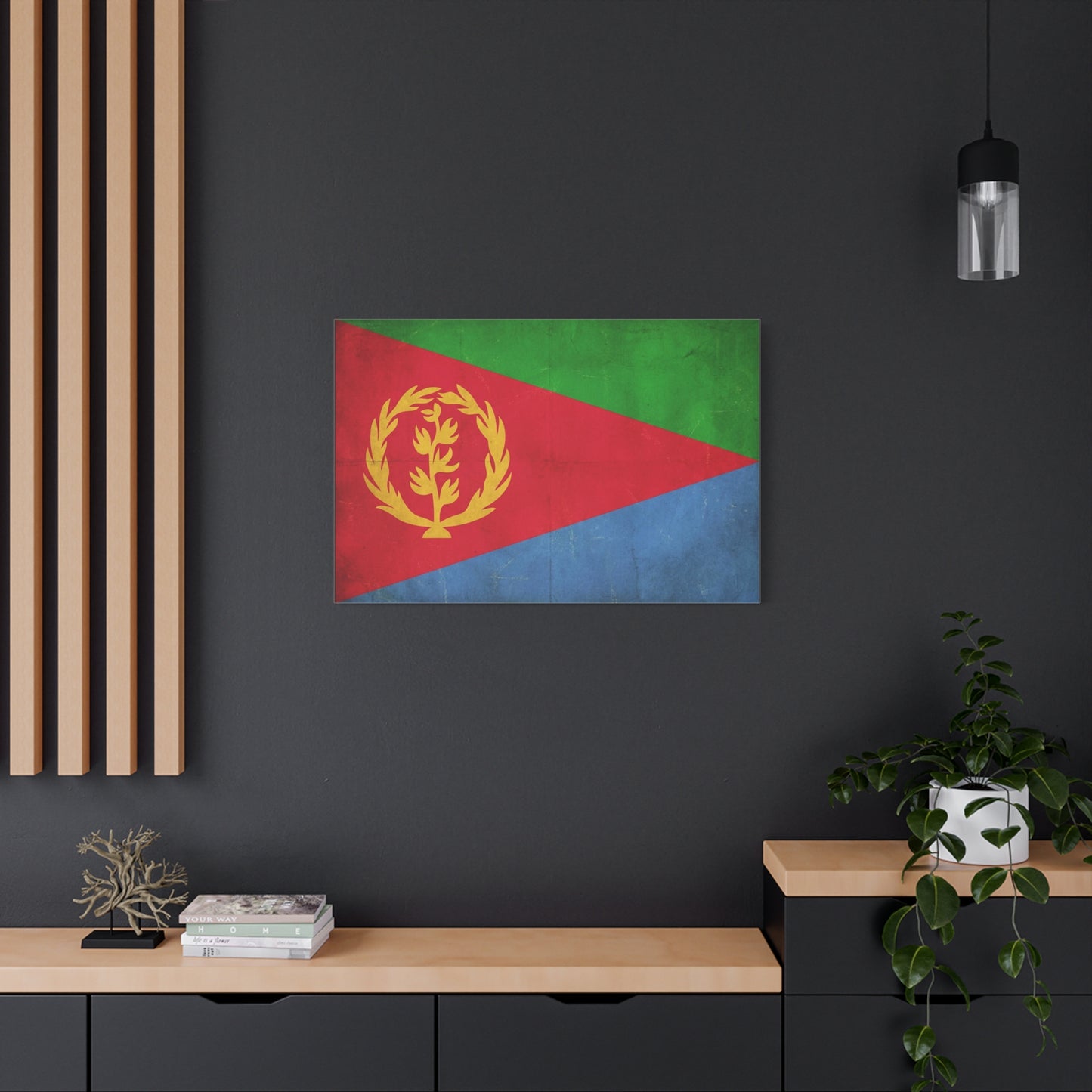 Eritrea Flag Canvas Wall Art - Vintage Eritrean National Flag Print, Distressed Patriotic Country Decor - Colorful Typography Style - Living Room Wall Decor - Ready to Hang - Bedroom Home Decoration