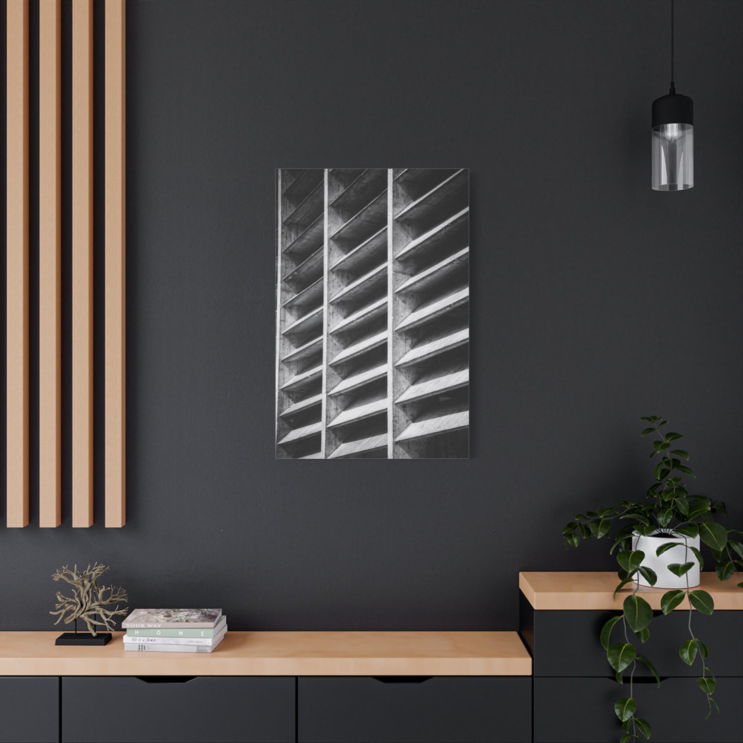 Black And White Brutalist Architecture Canvas Wall Art - Concrete Facade Art Print, Minimalist Contemporary Style - Modern Office Wall Decor, Living Room Home Decoration - Bedroom Home Decoration