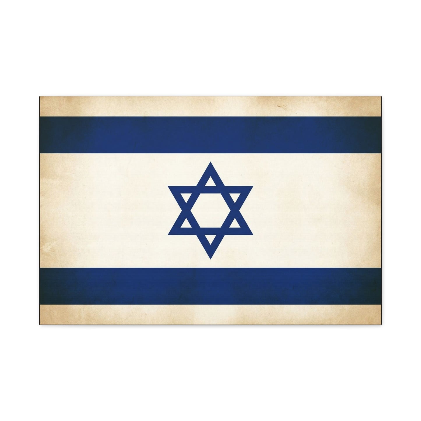 Israel Flag Canvas Wall Art - Vintage Blue And White Star Of David Decor - Matte Minimalist Jewish Home Decoration - Living Room Wall Decor, Bedroom Accent - Bedroom Home Decoration - Ready to Hang
