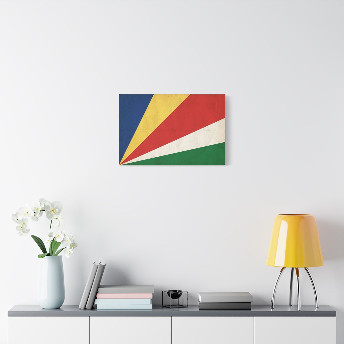 Seychelles Flag Canvas Wall Art - Vintage Republic Banner Print, Color Block Design - Matte Cotton Decor - Patriotic Wall Hanging, Living Room Home Decoration, Office Accent - Bedroom Home Decoration