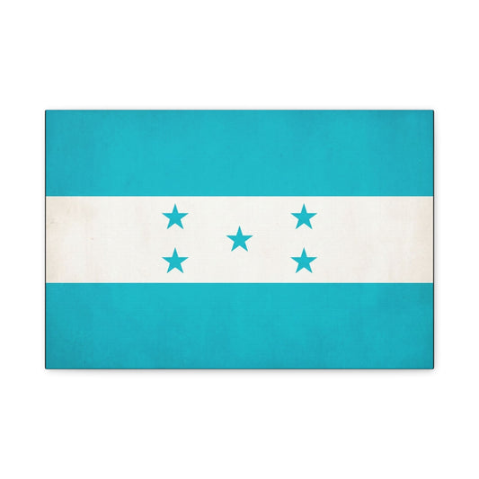 Honduras Flag Canvas Wall Art - Blue And White Five Star National Print - Minimalist Patriotic Decor - Cotton Canvas Style - Living Room Wall Decor, Office Art Accent - Bedroom Home Decoration