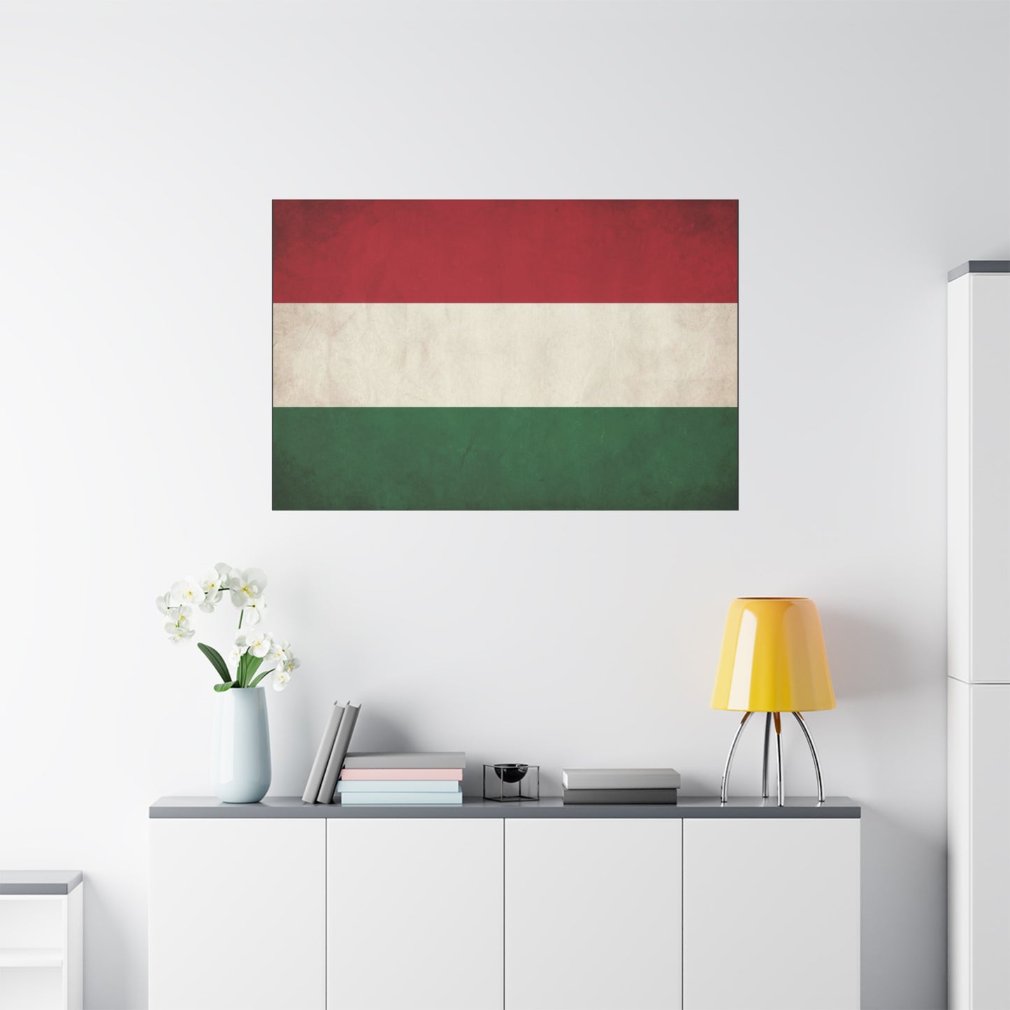 Hungary Flag Canvas Wall Art - Vintage Hungarian Tricolor Print, Distressed Red White Green Design - Patriotic Traditional Style - Living Room Wall Decor, Office Art Accent - Bedroom Home Decoration