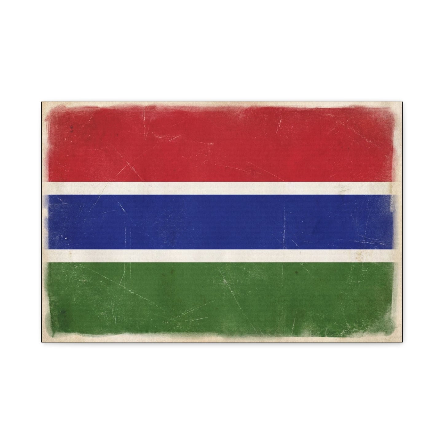 Gambia Flag Canvas Wall Art - Vintage Distressed National Banner Print - Red Blue Green Stripe Design, Patriotic Decor, Cultural Home Decoration For Living Room Bedroom Office - Living Room Wall Decor