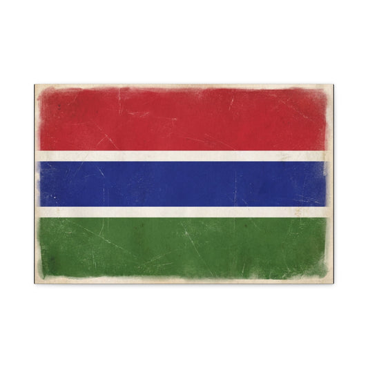 Gambia Flag Canvas Wall Art - Vintage Distressed National Banner Print - Red Blue Green Stripe Design, Patriotic Decor, Cultural Home Decoration For Living Room Bedroom Office - Living Room Wall Decor