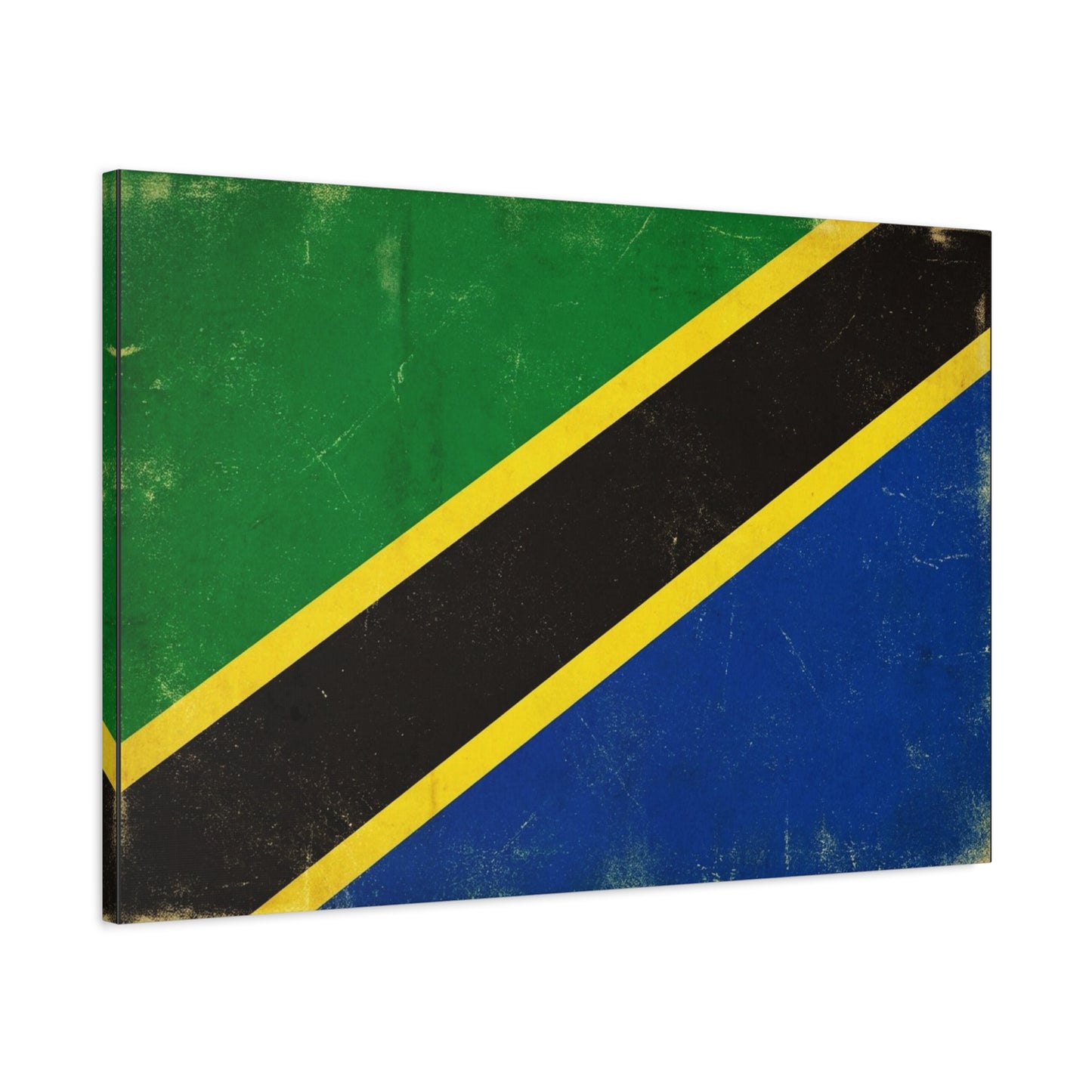Tanzania Flag Canvas Wall Art - Vintage National Flag Print, Patriotic Blue Green Black Gold Design - Distressed Country Decor - Living Room Home Decoration, Office Accent - Living Room Wall Decor