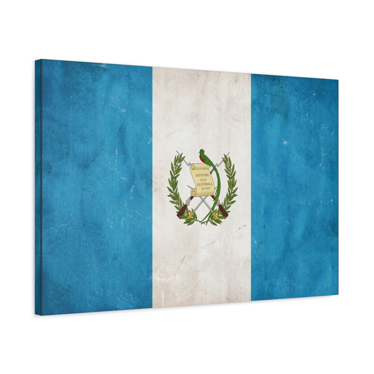Guatemala Flag Canvas Wall Art - Distintivo De La Guatemala 15 1823 Vintage Blue White Banner Print - Patriotic Decor, Living Room Wall Decor, Office Accent - Bedroom Home Decoration - Ready to Hang