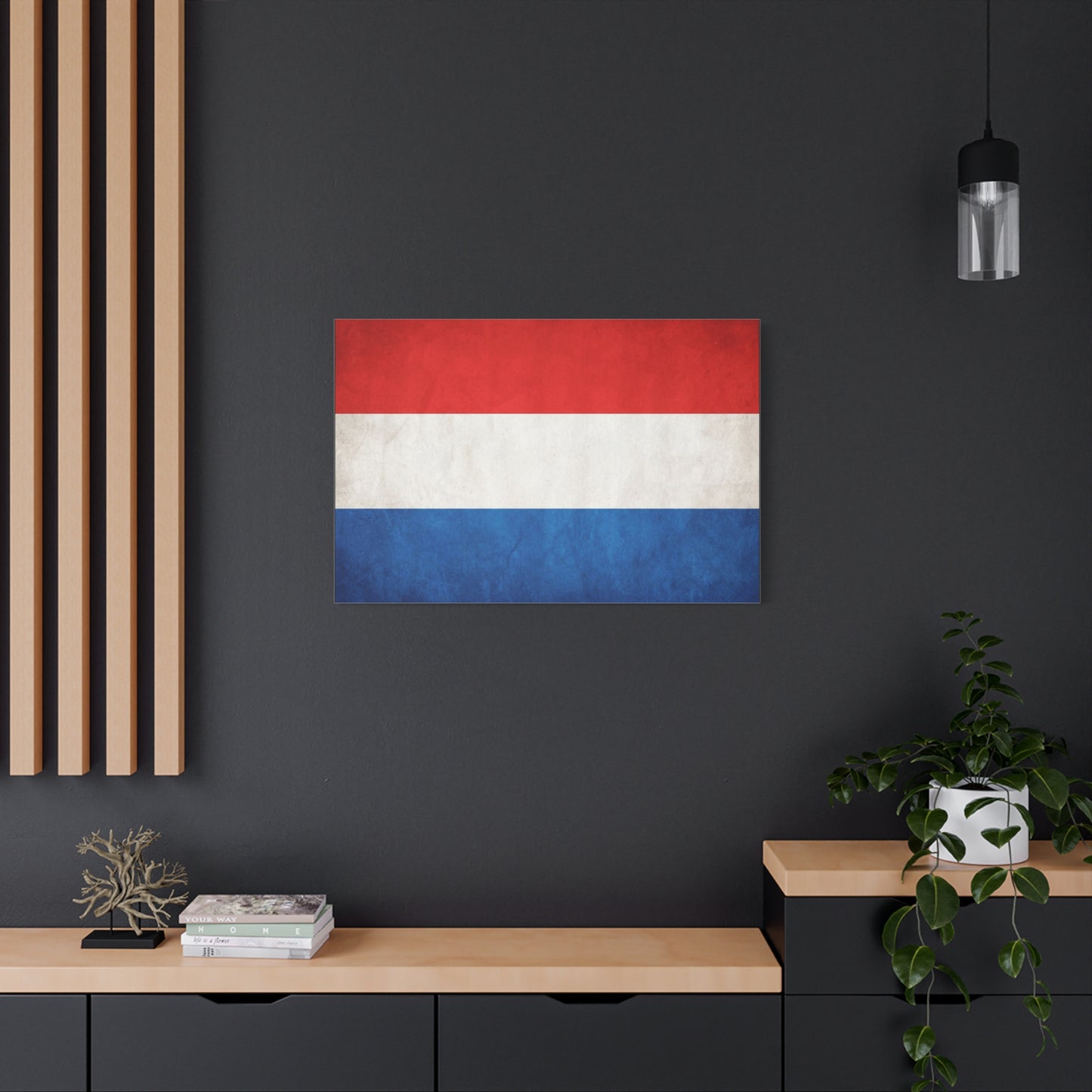 Netherlands Flag Canvas Wall Art - Dutch Tricolor Country Pride Decor, Vintage Style Cotton Print - Living Room Wall Decor, Office Accent - Bedroom Home Decoration - Bedroom Home Decoration