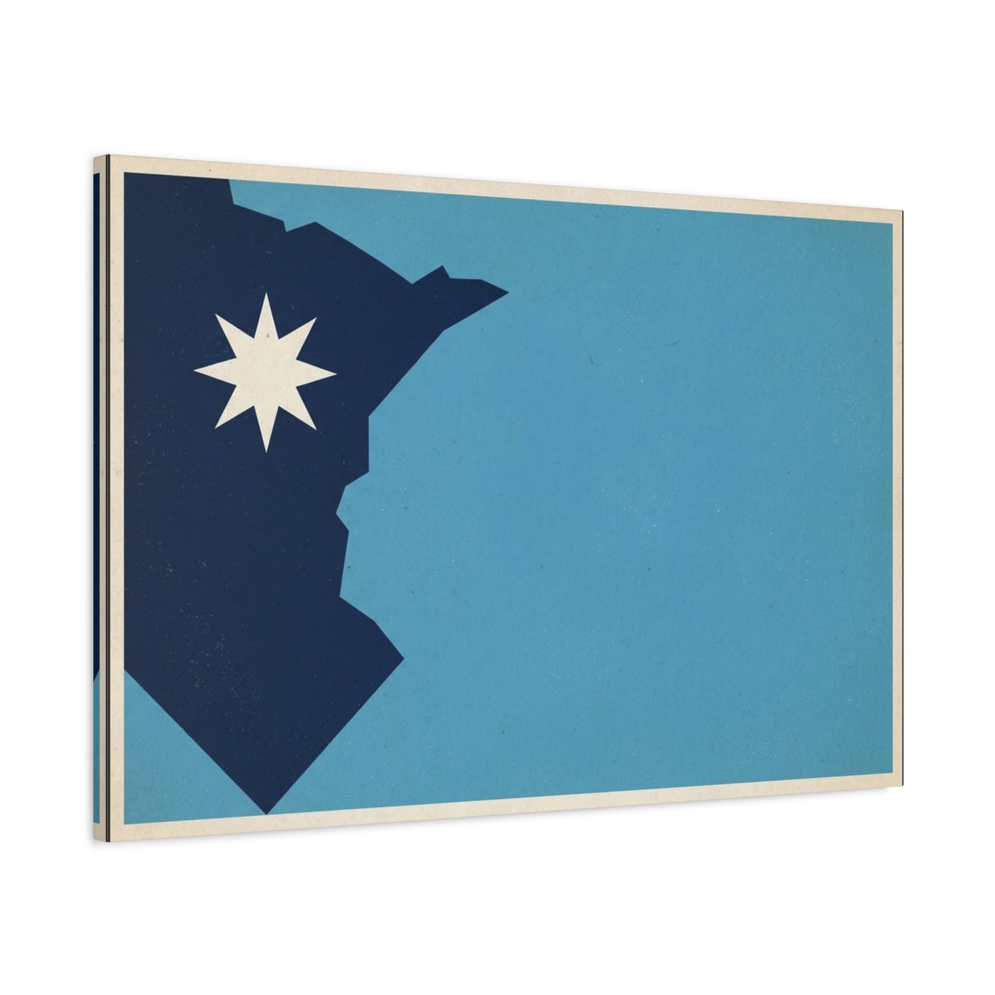 Minnesota State Silhouette Canvas Wall Art - Blue North Star Print, Vintage Minimalist Decor - Modern Graphic Artwork - Living Room Wall Decor - Modern Farmhouse Style - Bedroom Home Decoration