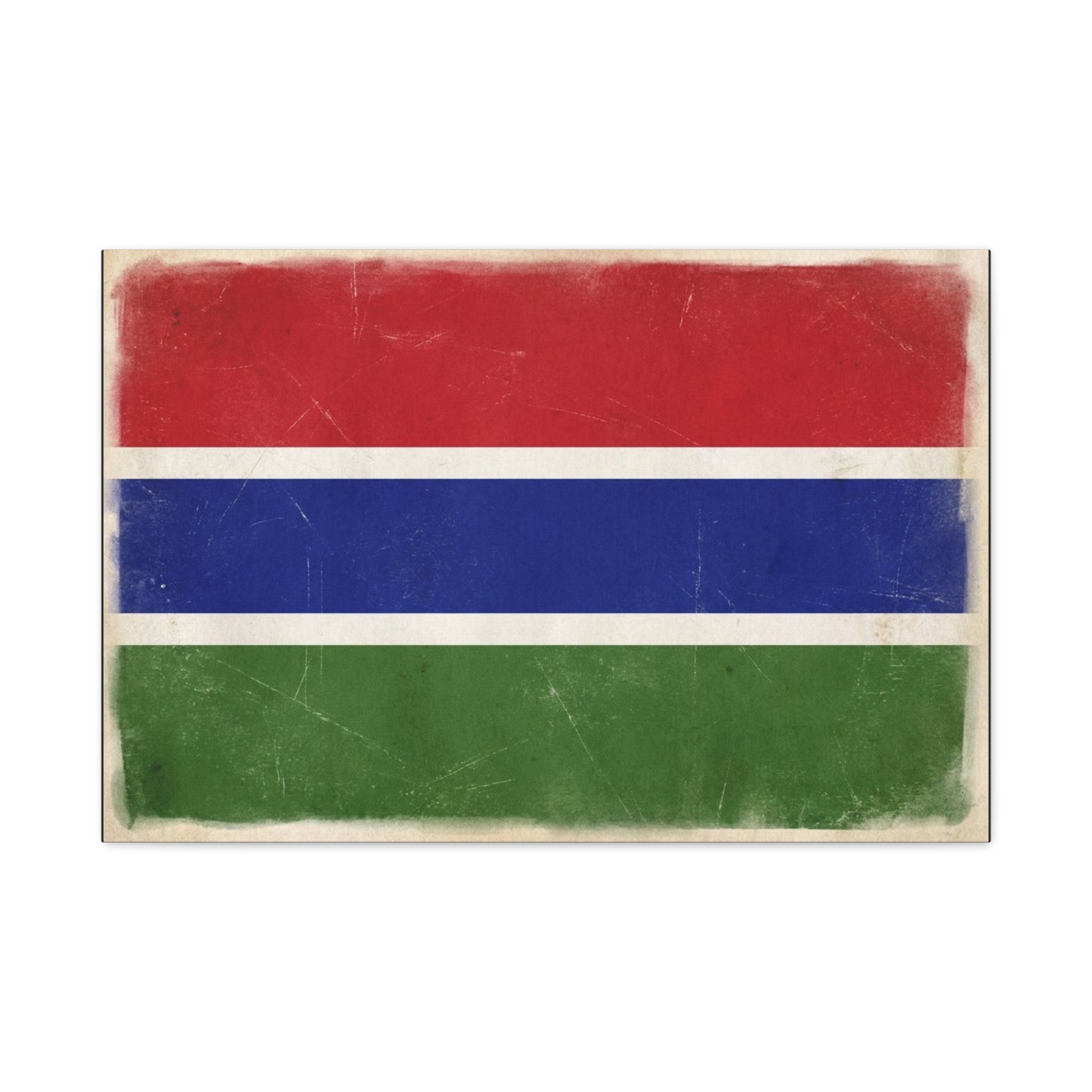 Gambia Flag Canvas Wall Art - Vintage Distressed National Banner Print - Red Blue Green Stripe Design, Patriotic Decor, Cultural Home Decoration For Living Room Bedroom Office - Living Room Wall Decor