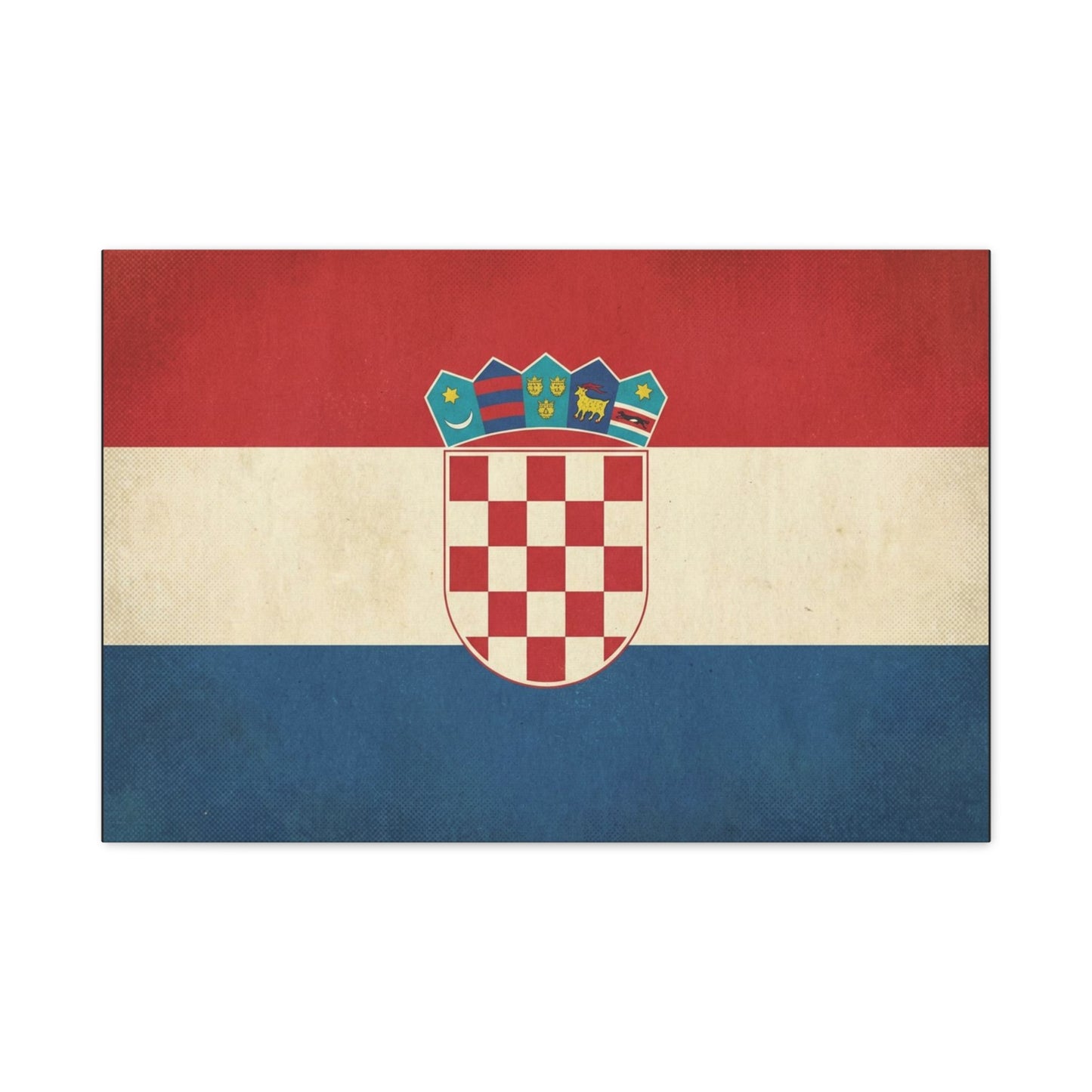 Croatian Flag Canvas Wall Art - Vintage Croatia Coat Of Arms Print, Patriotic Red White Blue Decor - Traditional Style - Living Room Decoration - Living Room Wall Decor - Bedroom Home Decoration