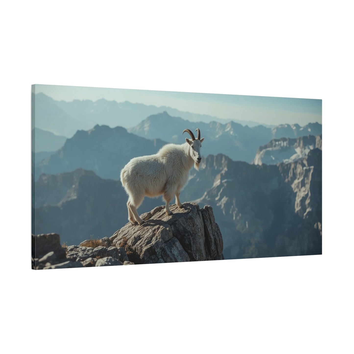 Mountain Goat Canvas Wall Art - Alpine Wildlife Landscape Print, Serene Matte Canvas, Contemporary Nature Style - Living Room Wall Decor, Bedroom Home Decoration, Office Art - Bedroom Home Decoration