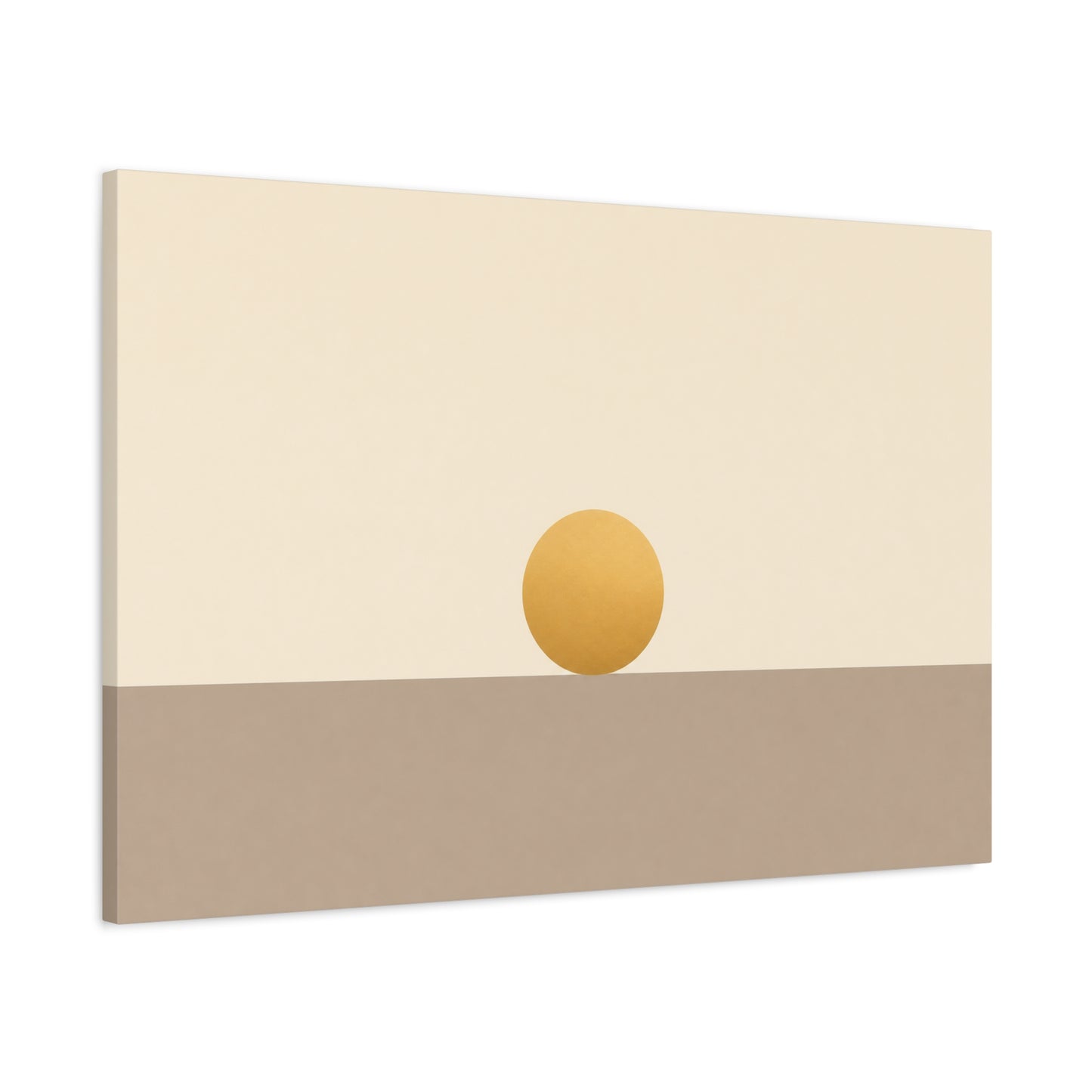 Minimalist Sun Horizon Canvas Wall Art - Abstract Geometric Desert Landscape Print - Neutral Beige And Gold - Contemporary Living Room Decor, Bedroom Home Decoration, Office Accent - Office Wall Art