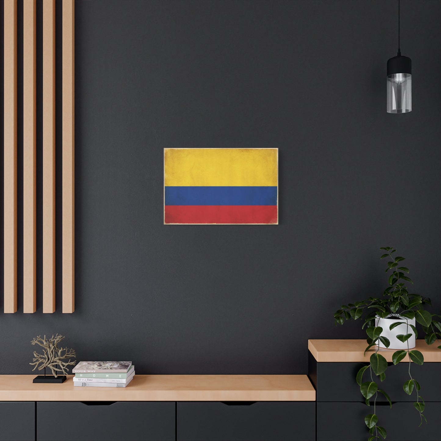 Colombia Flag Canvas Wall Art - Vintage Colombian Flag Print, Patriotic Rustic Decor - Matte Cotton Artwork - Living Room Home Decoration, Office Accent - Living Room Wall Decor - Ready to Hang