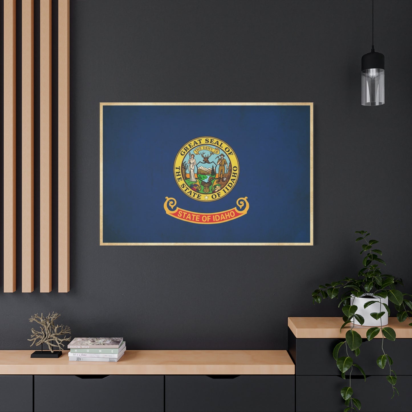 "Great Seal Of The State Of Idaho" Idaho Flag Canvas Wall Art - Blue State Pride Decor, Vintage Government Emblem Print - Traditional Patriotic Style - Living Room Office Wall Decor - Ready to Hang