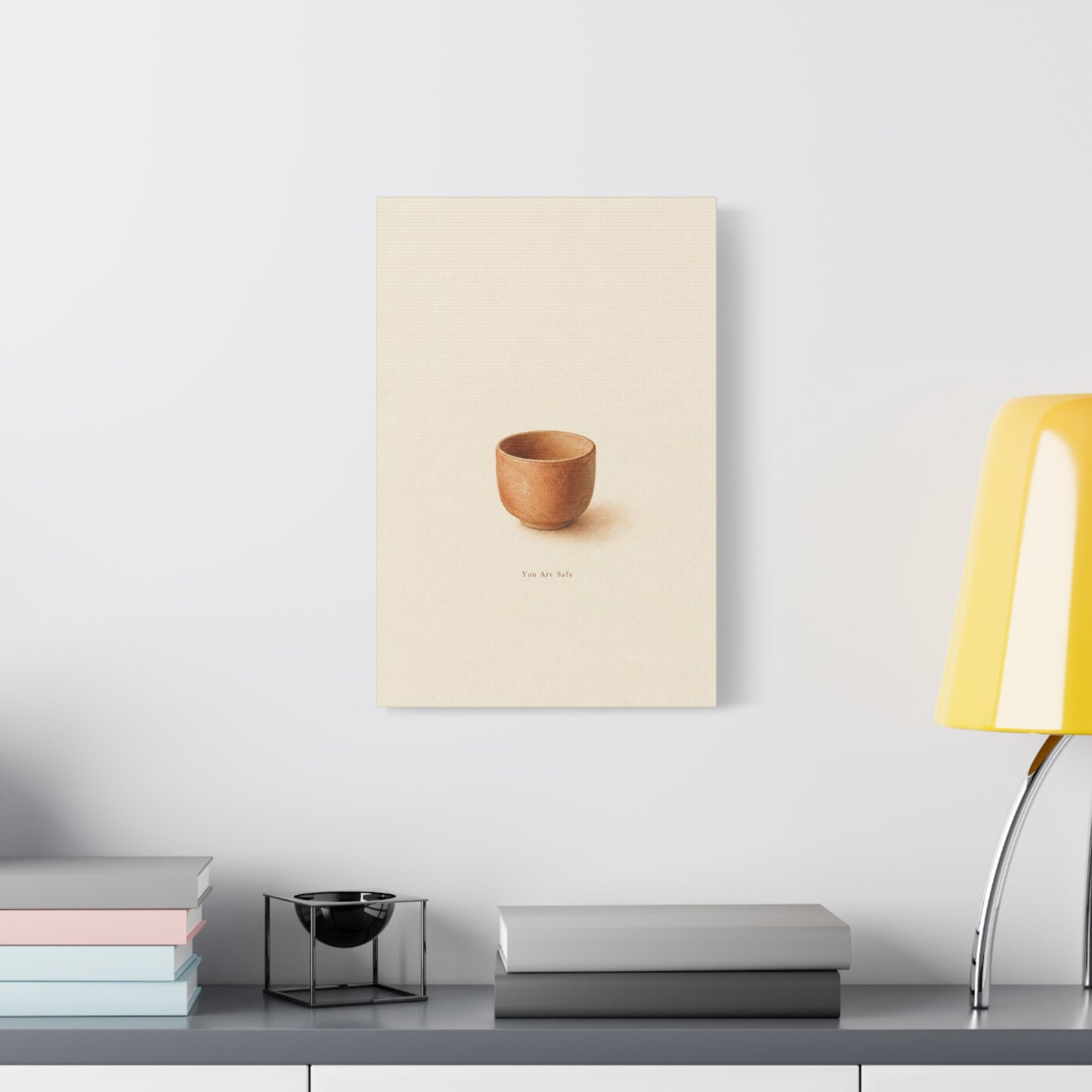 "You Are Safe" Minimalist Pottery Canvas Wall Art - Neutral Still Life Print, Contemporary Beige Brown Decor - Bedroom Meditation Space Accent - Office Wall Art - Bedroom Home Decoration