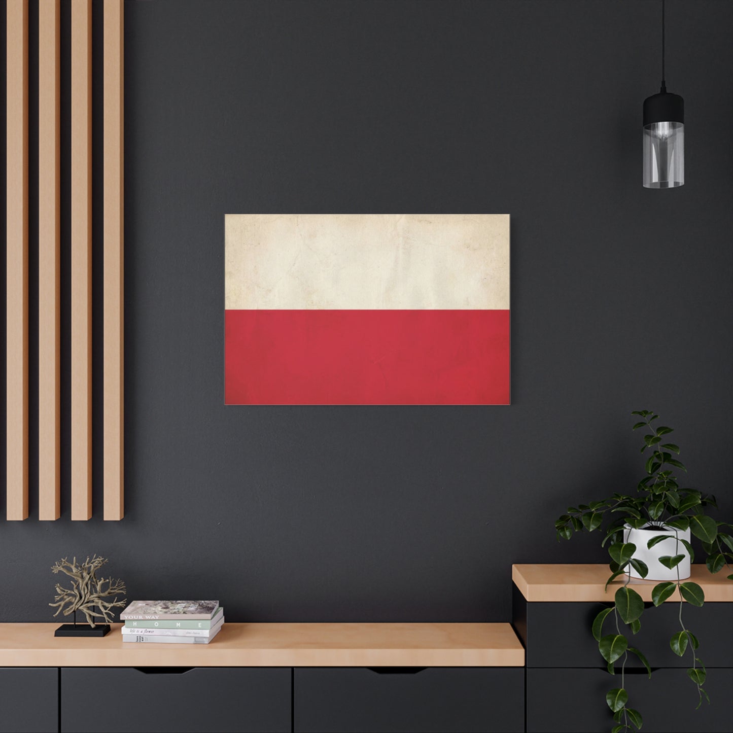 Poland Flag Canvas Wall Art - Vintage Red And White Polish Banner Print - Minimalist Patriotic Decor - Living Room Wall Decor, Bedroom Home Decoration - Bedroom Home Decoration - Cozy Reading Nook Art