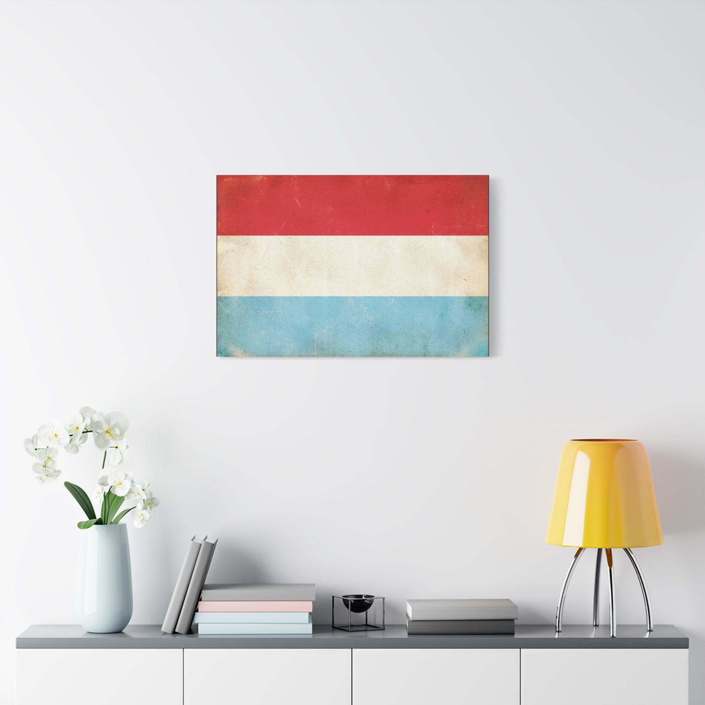 Vintage Luxembourg Flag Canvas Wall Art - Distressed Tricolor Country Print, Patriotic Minimalist Decor - Matte Canvas Wall Hanging - Living Room Bedroom Office Decoration - Bedroom Home Decoration